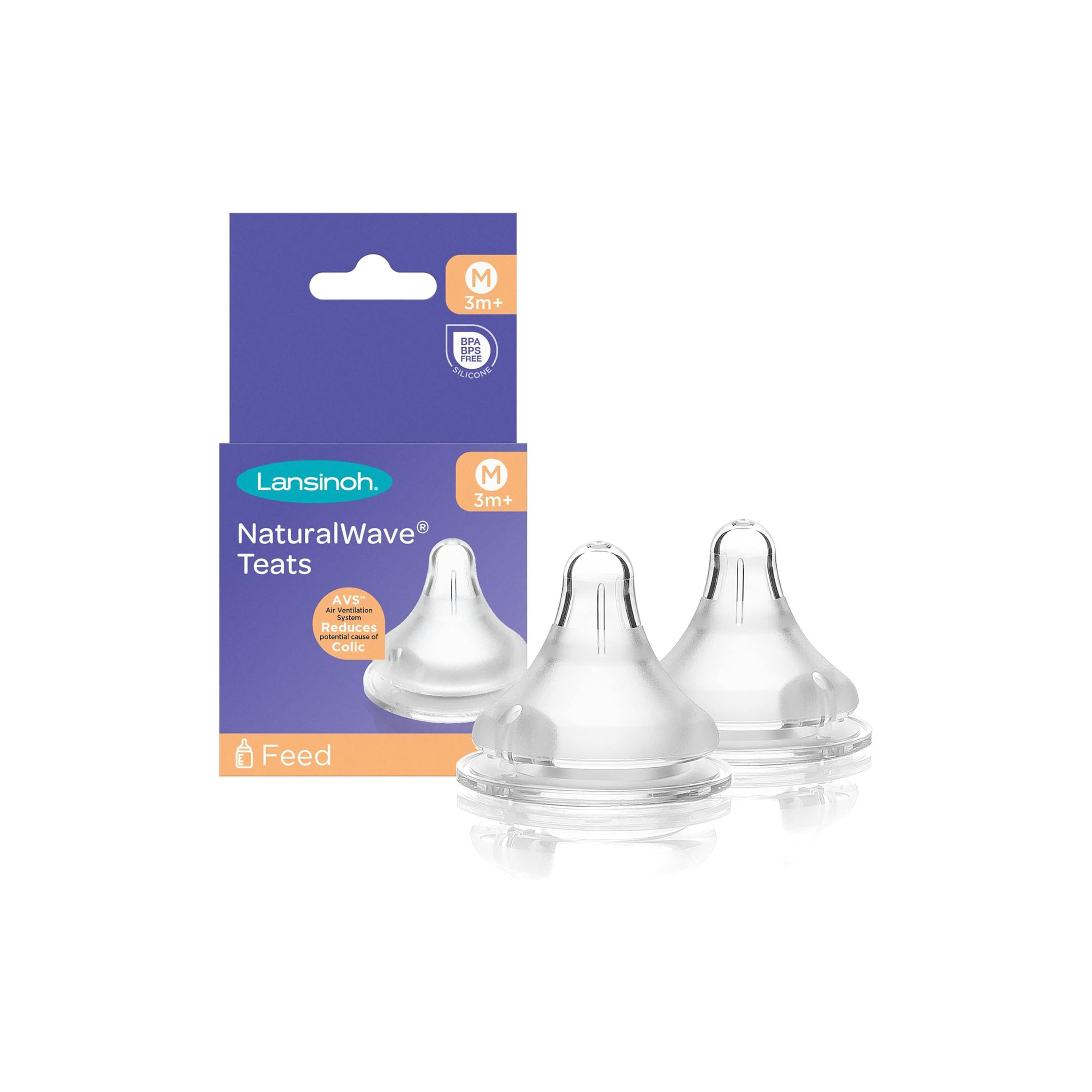 Lansinoh 2-Piece NaturalWave Medium Flow Teats-baby-feeding-feedingbottles-bottlesandteats-image-1