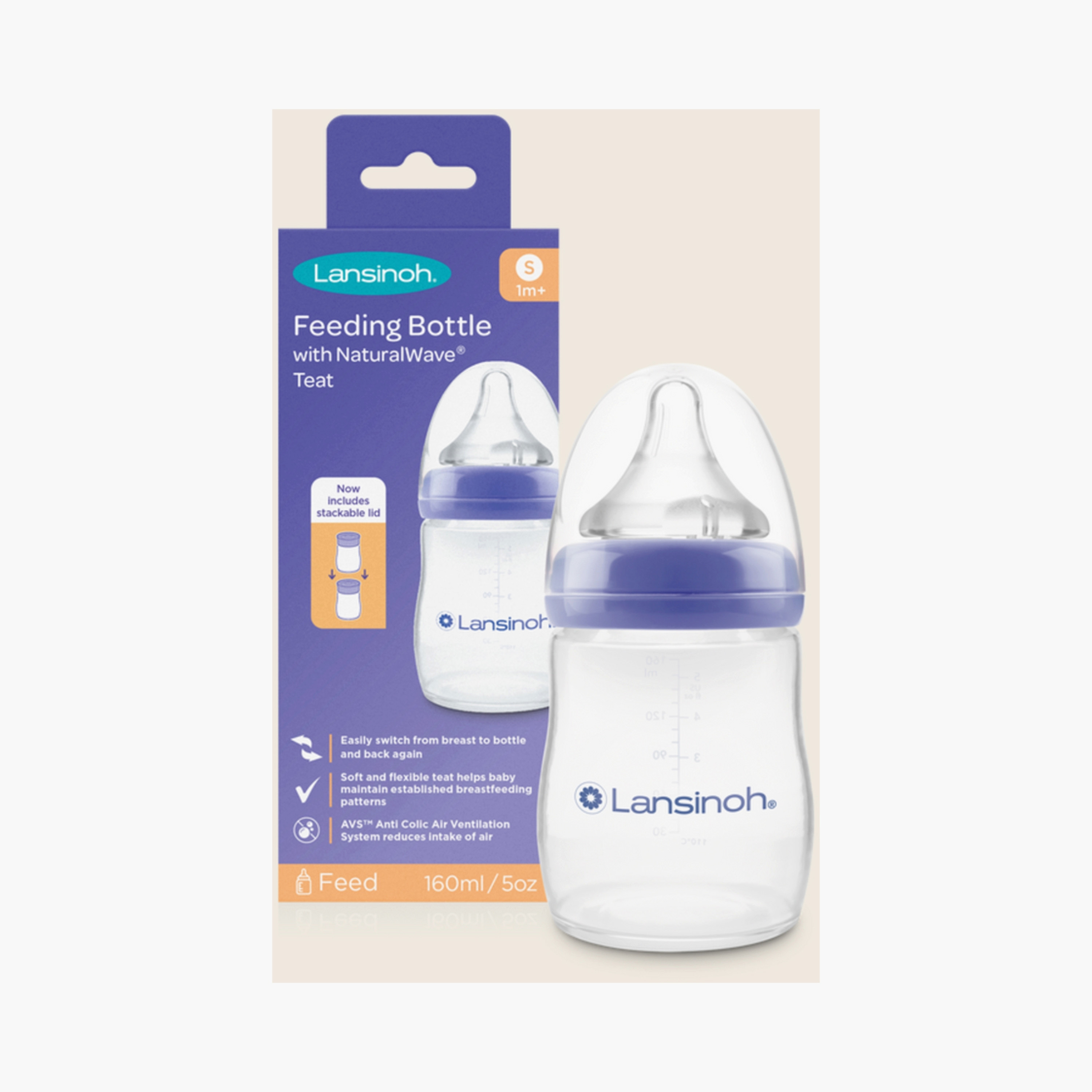 Lansinoh Glass Feeding Bottle - 160 ml-baby-feeding-feedingbottles-bottlesandteats-image-1