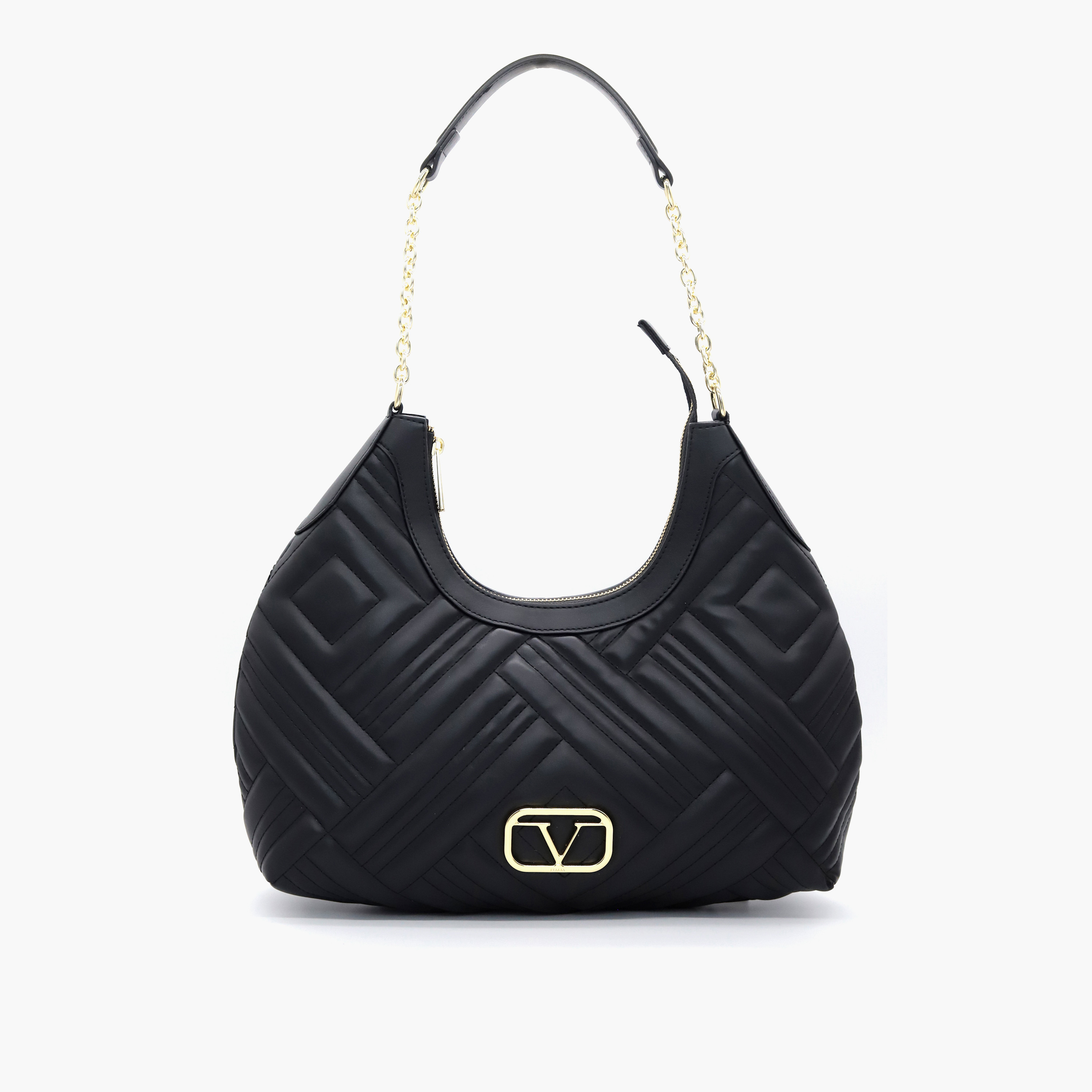 شنطة كتف مبطنة بمقبض سلسلة وسحّاب إغلاق من في إيطاليا-women-bagsandwallets-handbags-image-1