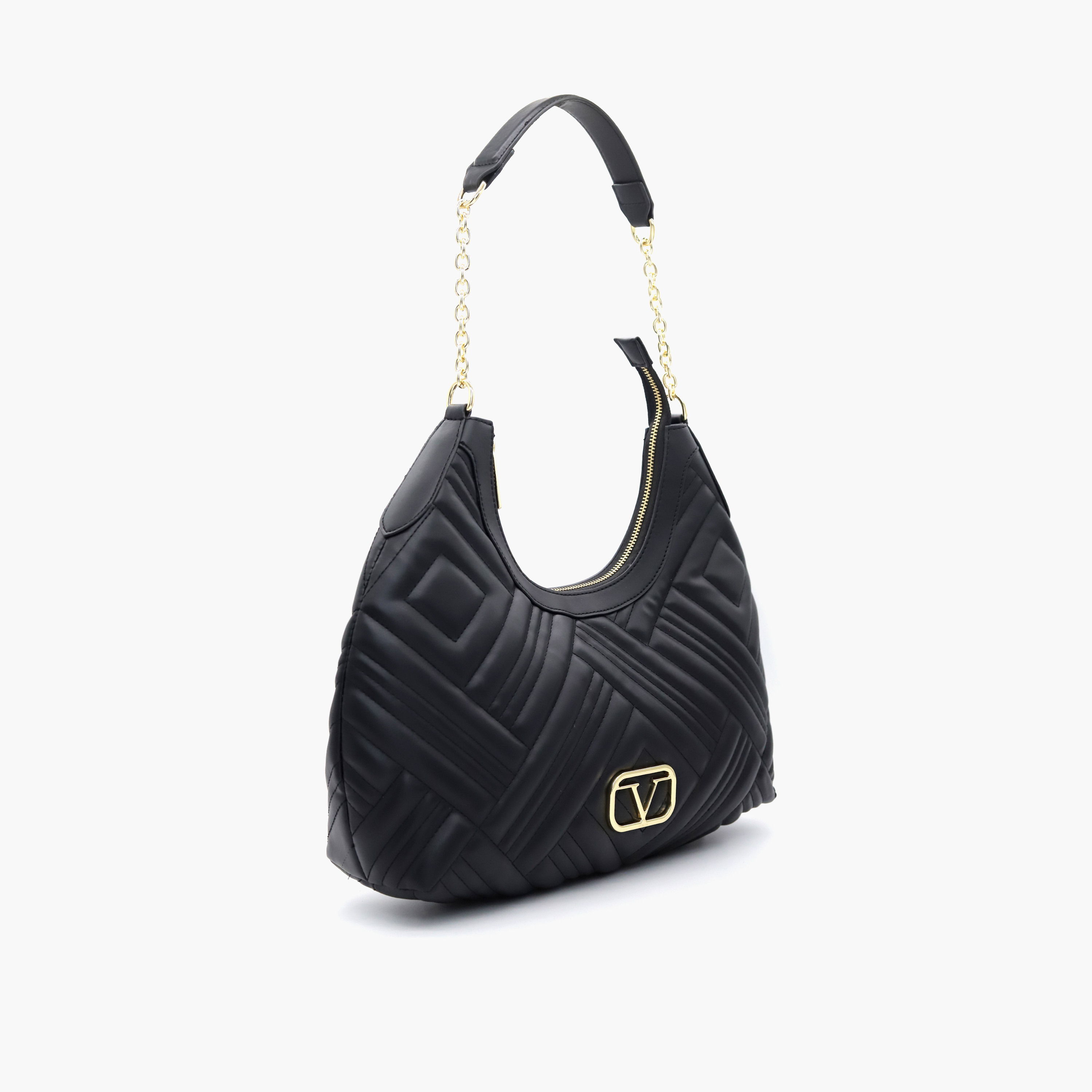 شنطة كتف مبطنة بمقبض سلسلة وسحّاب إغلاق من في إيطاليا-women-bagsandwallets-handbags-image-2