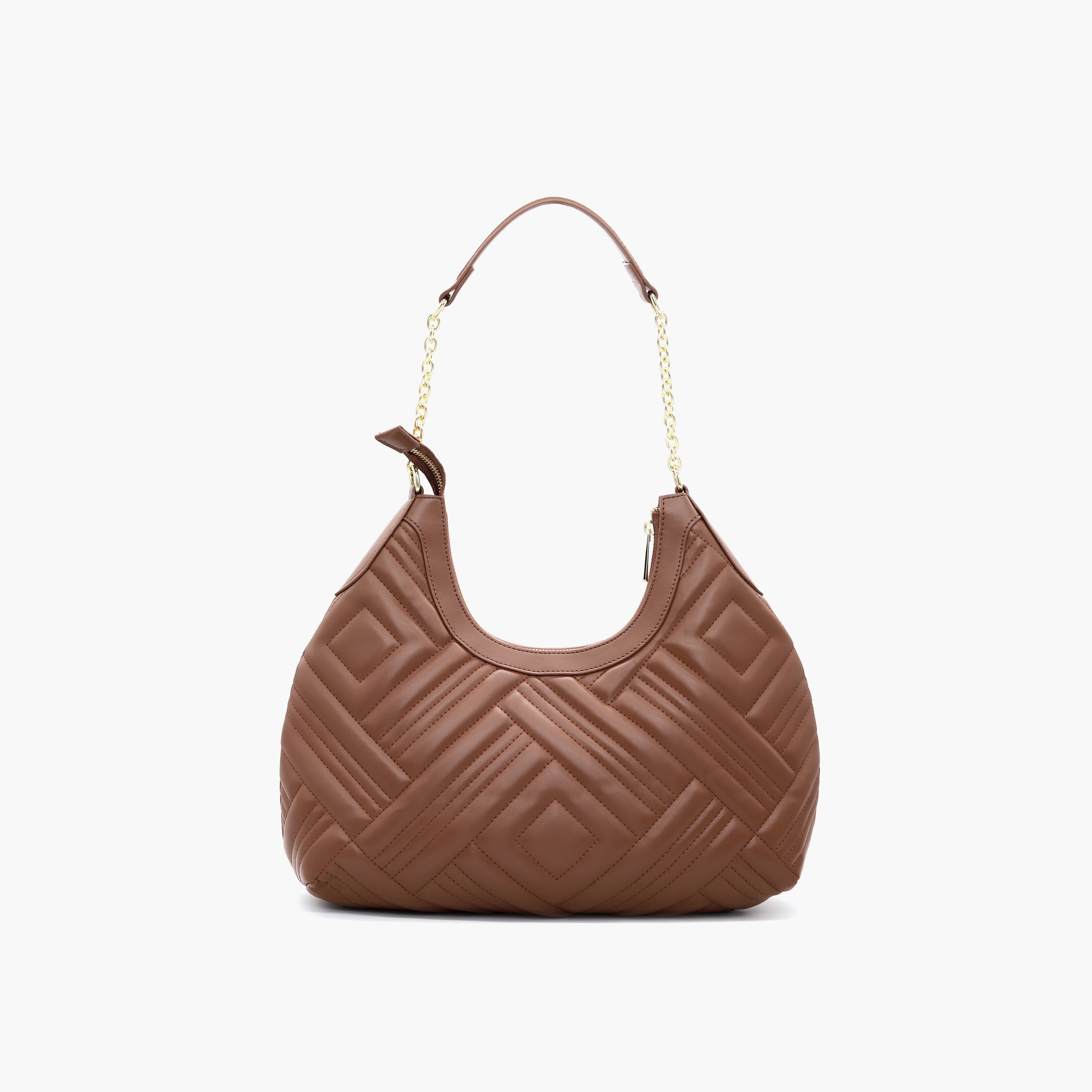 V Italia Quilted Shoulder Bag with Chain Handle and Zip Closure-women-bagsandwallets-handbags-image-4
