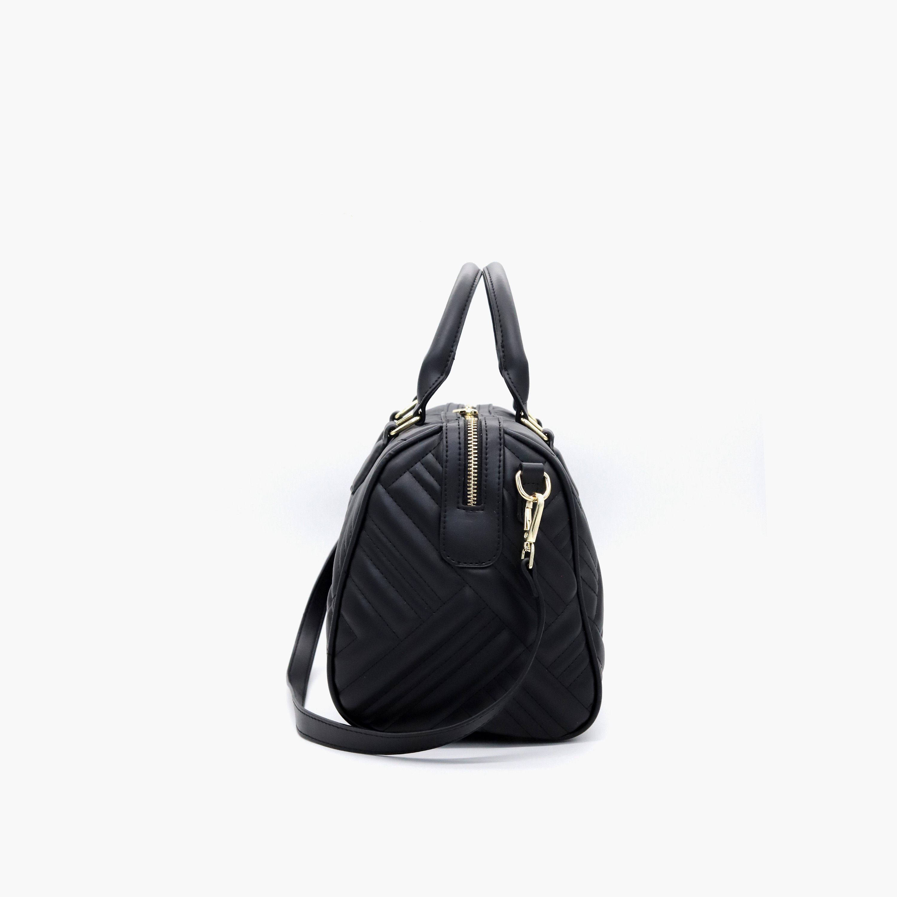 V Italia Quilted Tote Bag with Detachable Strap and Zip Closure-women-bagsandwallets-handbags-image-3