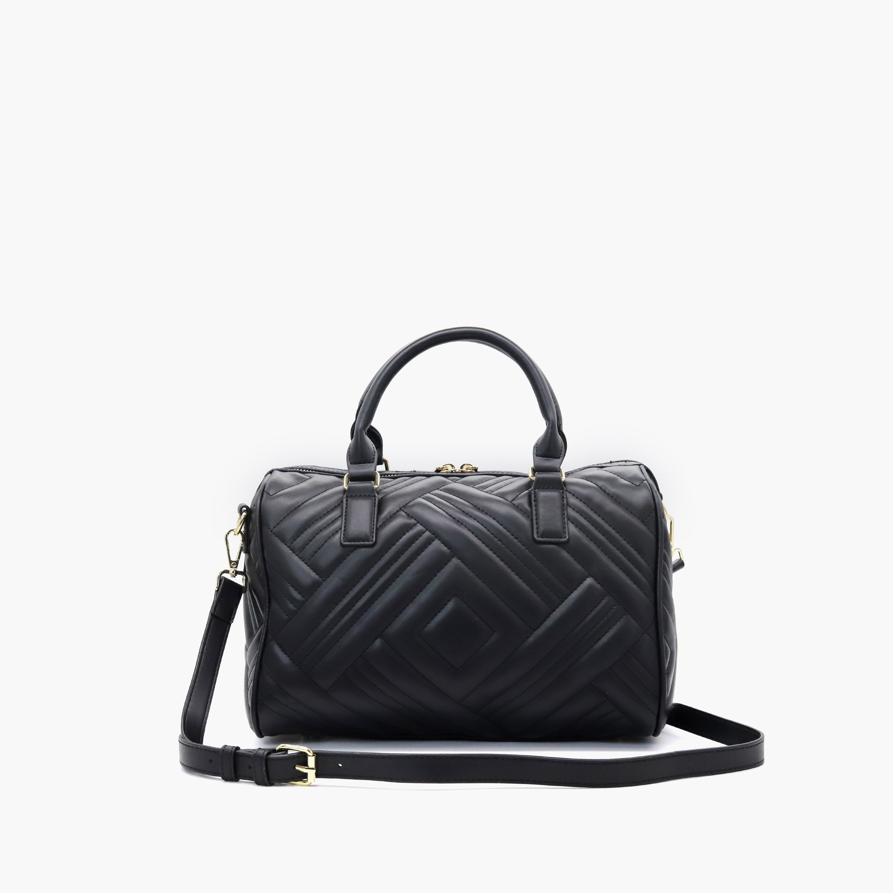 V Italia Quilted Tote Bag with Detachable Strap and Zip Closure-women-bagsandwallets-handbags-image-4