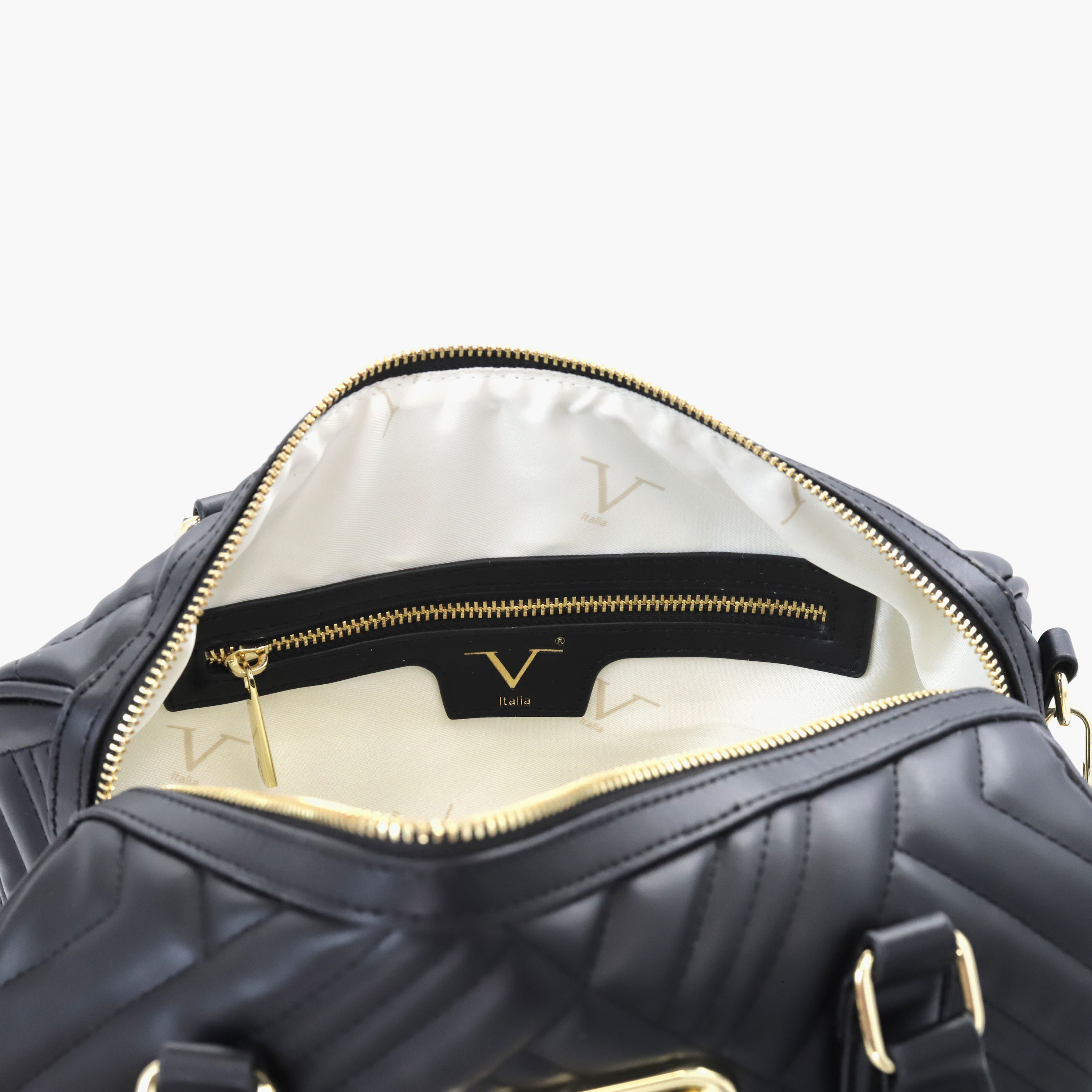 V Italia Quilted Tote Bag with Detachable Strap and Zip Closure-women-bagsandwallets-handbags-image-7