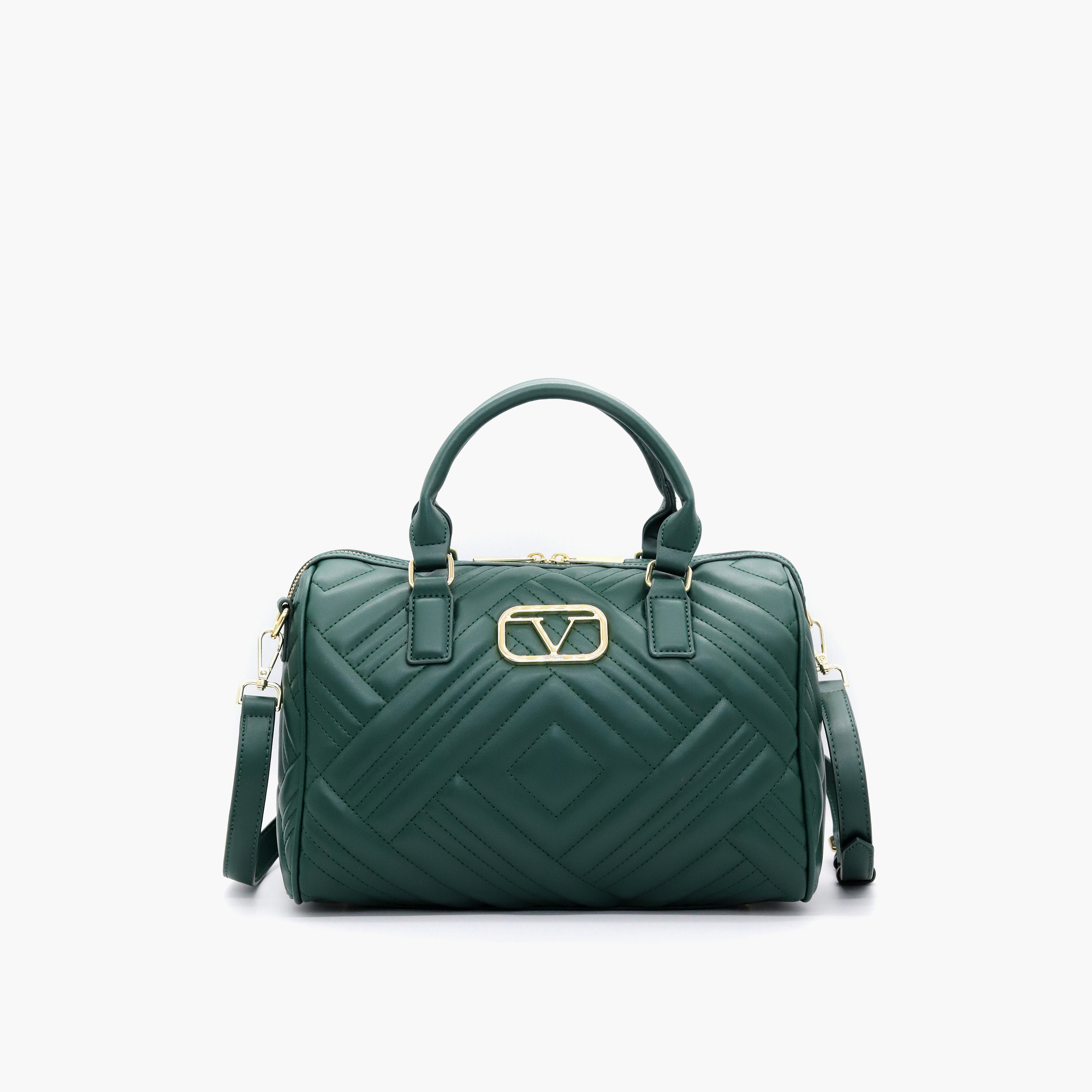 V Italia Quilted Tote Bag with Detachable Strap and Zip Closure-women-bagsandwallets-handbags-image-9