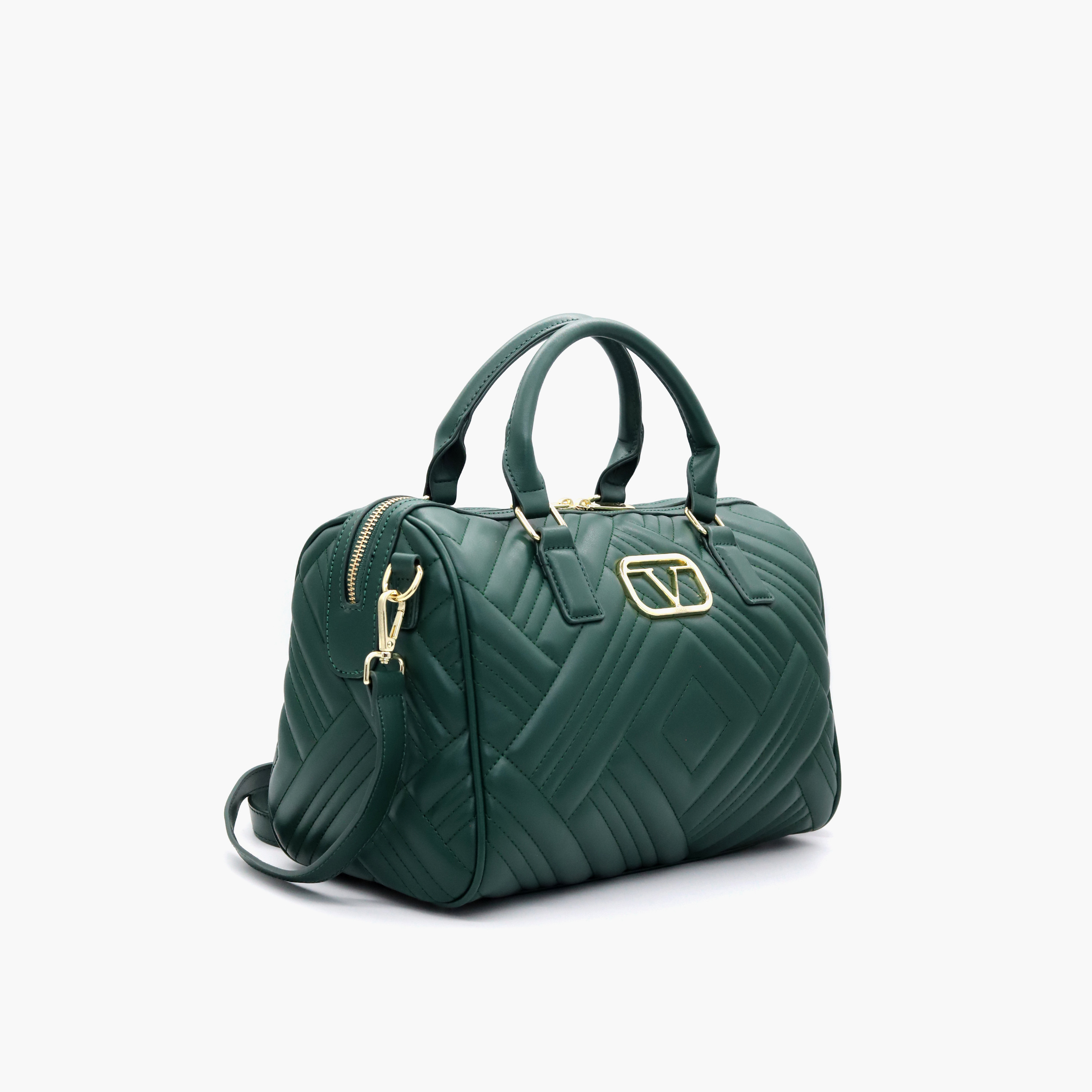 V Italia Quilted Tote Bag with Detachable Strap and Zip Closure-women-bagsandwallets-handbags-image-10