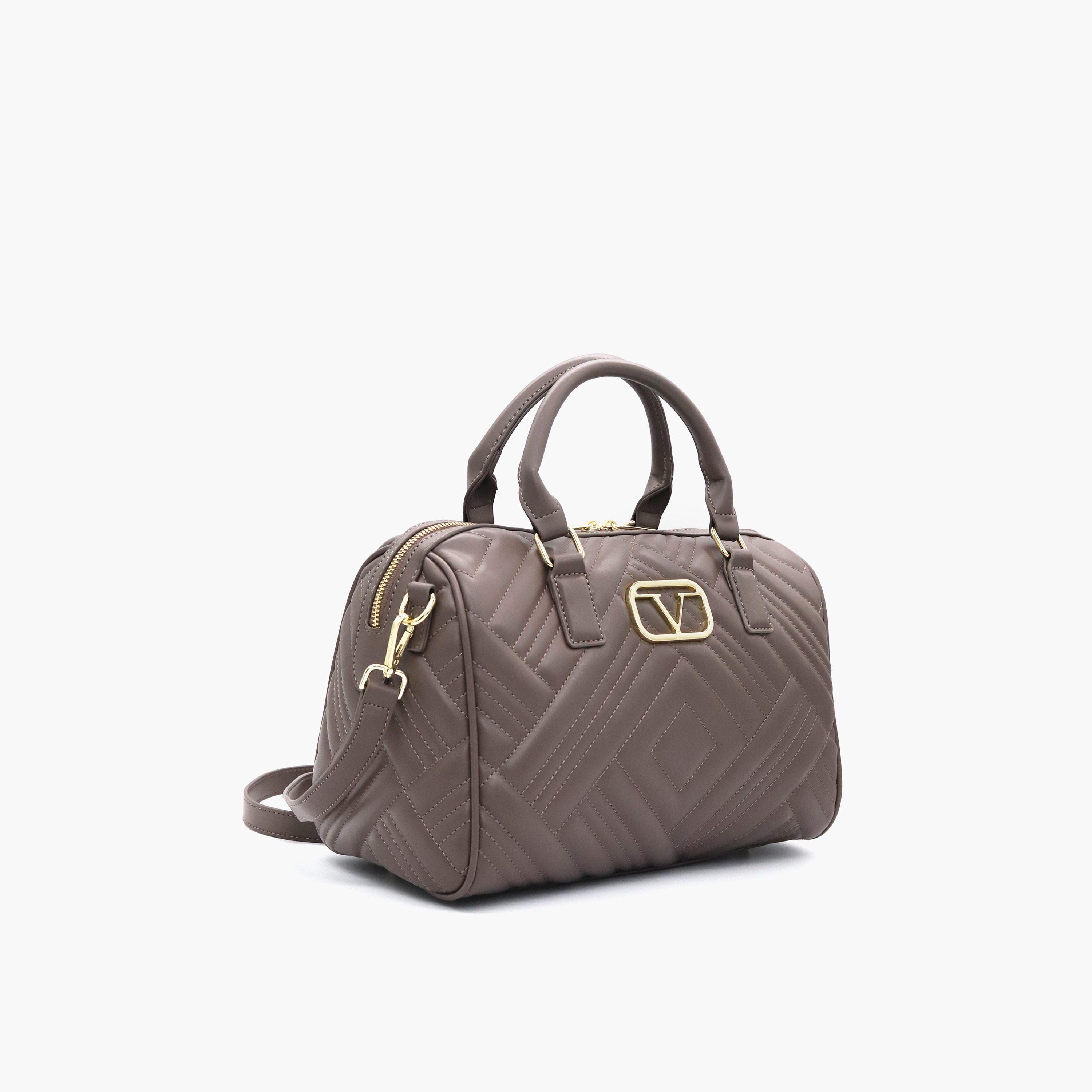 V Italia Quilted Tote Bag with Detachable Strap and Zip Closure-women-bagsandwallets-handbags-image-18