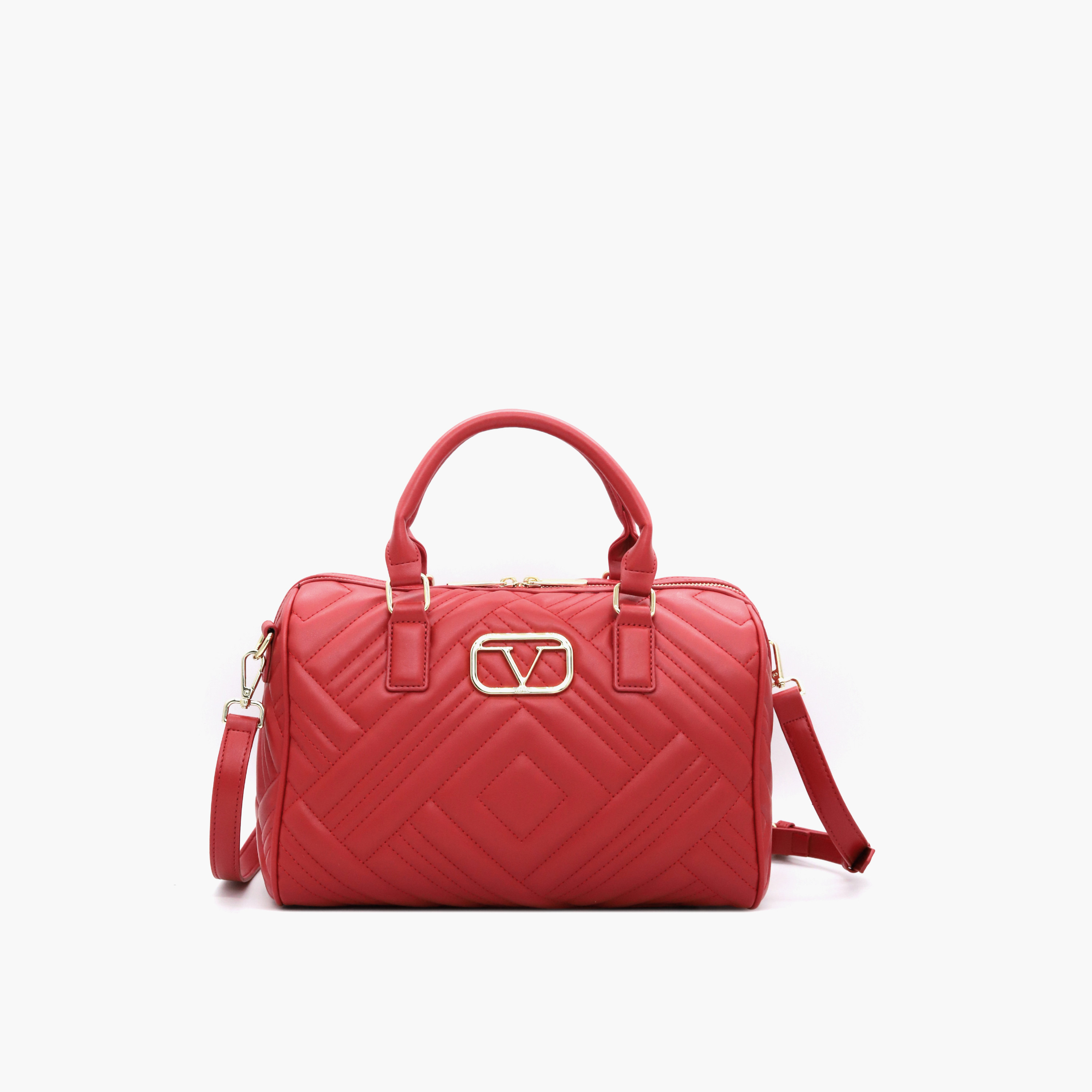 V Italia Quilted Tote Bag with Detachable Strap and Zip Closure-women-bagsandwallets-handbags-image-33