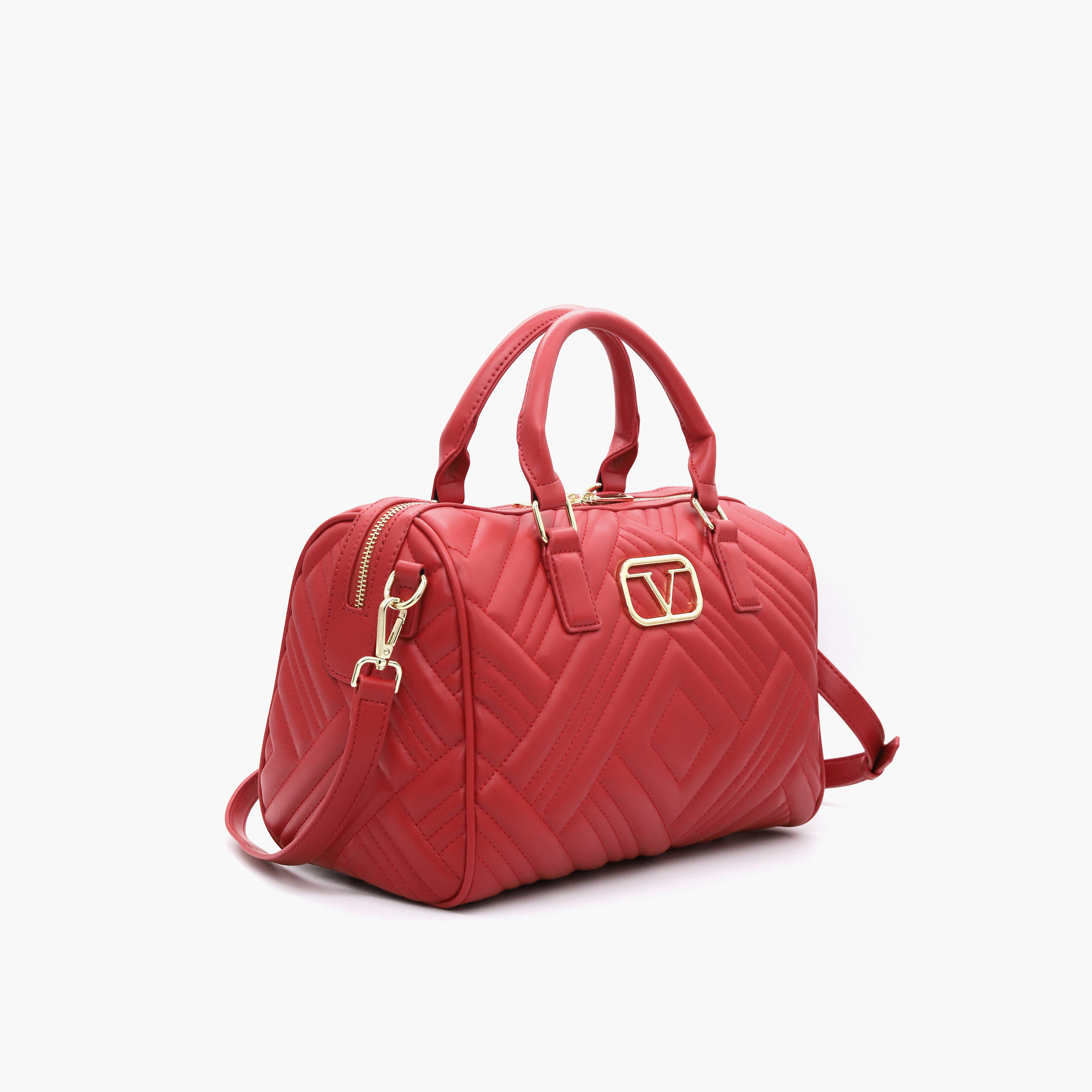 V Italia Quilted Tote Bag with Detachable Strap and Zip Closure-women-bagsandwallets-handbags-image-34