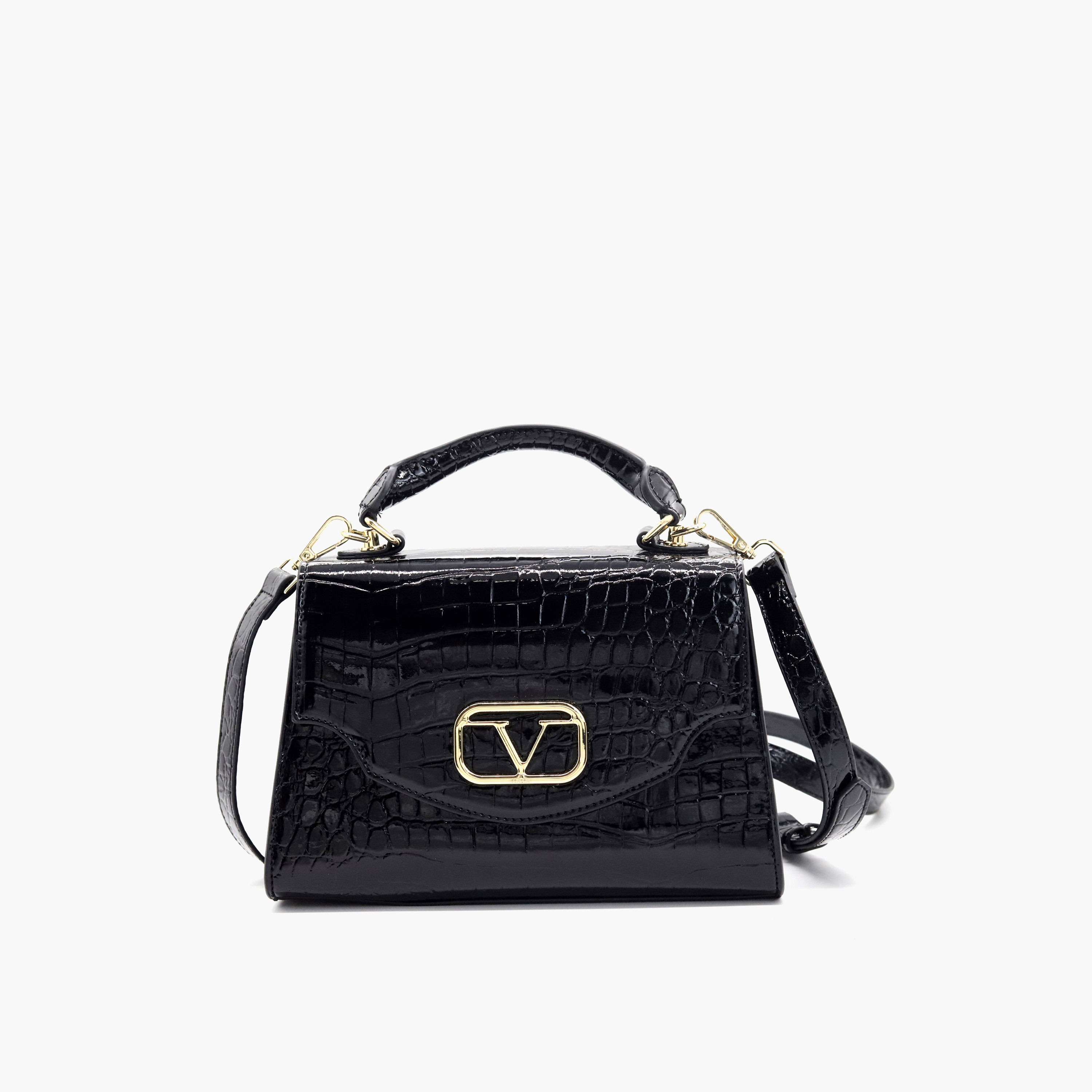 شنطة ساتشيل بارزة الملمس بحزام قابل للفصل وطية إغلاق من في إيتاليا-women-bagsandwallets-handbags-image-1