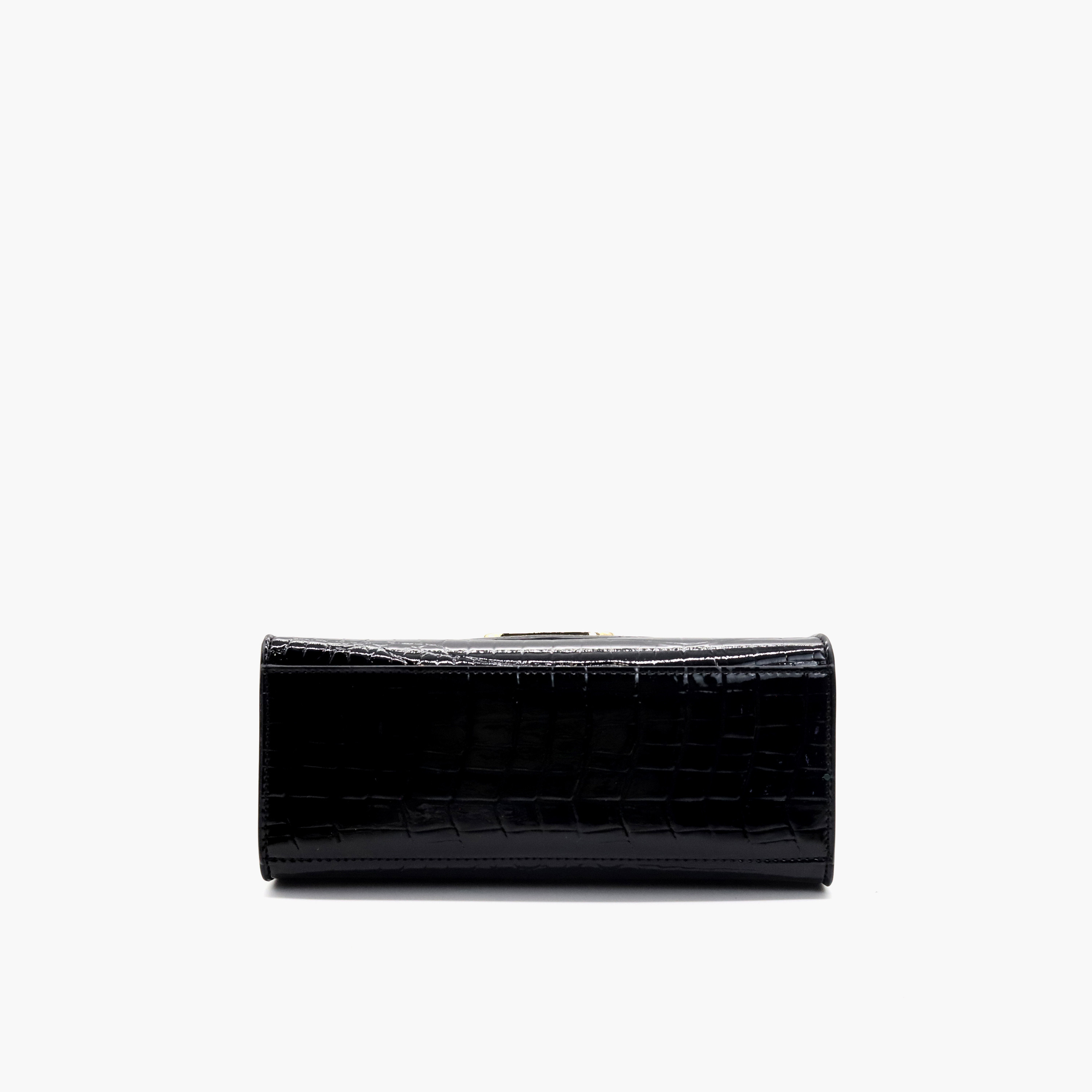 V Italia Textured Satchel Bag with Detachable Strap and Flap Closure-women-bagsandwallets-handbags-image-5
