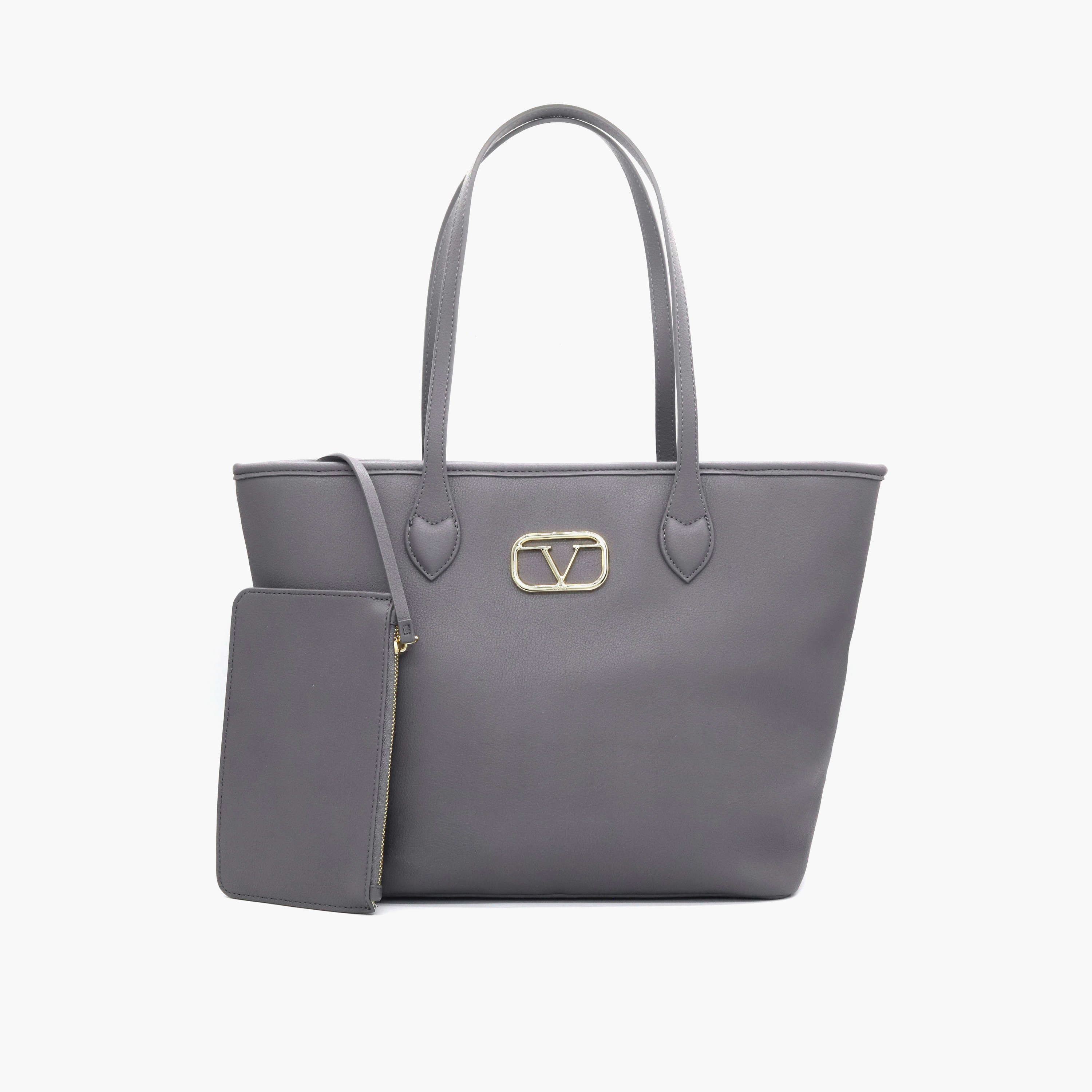 V Italia Solid Tote Bag with Double Handle and Pouch-women-bagsandwallets-handbags-image-17