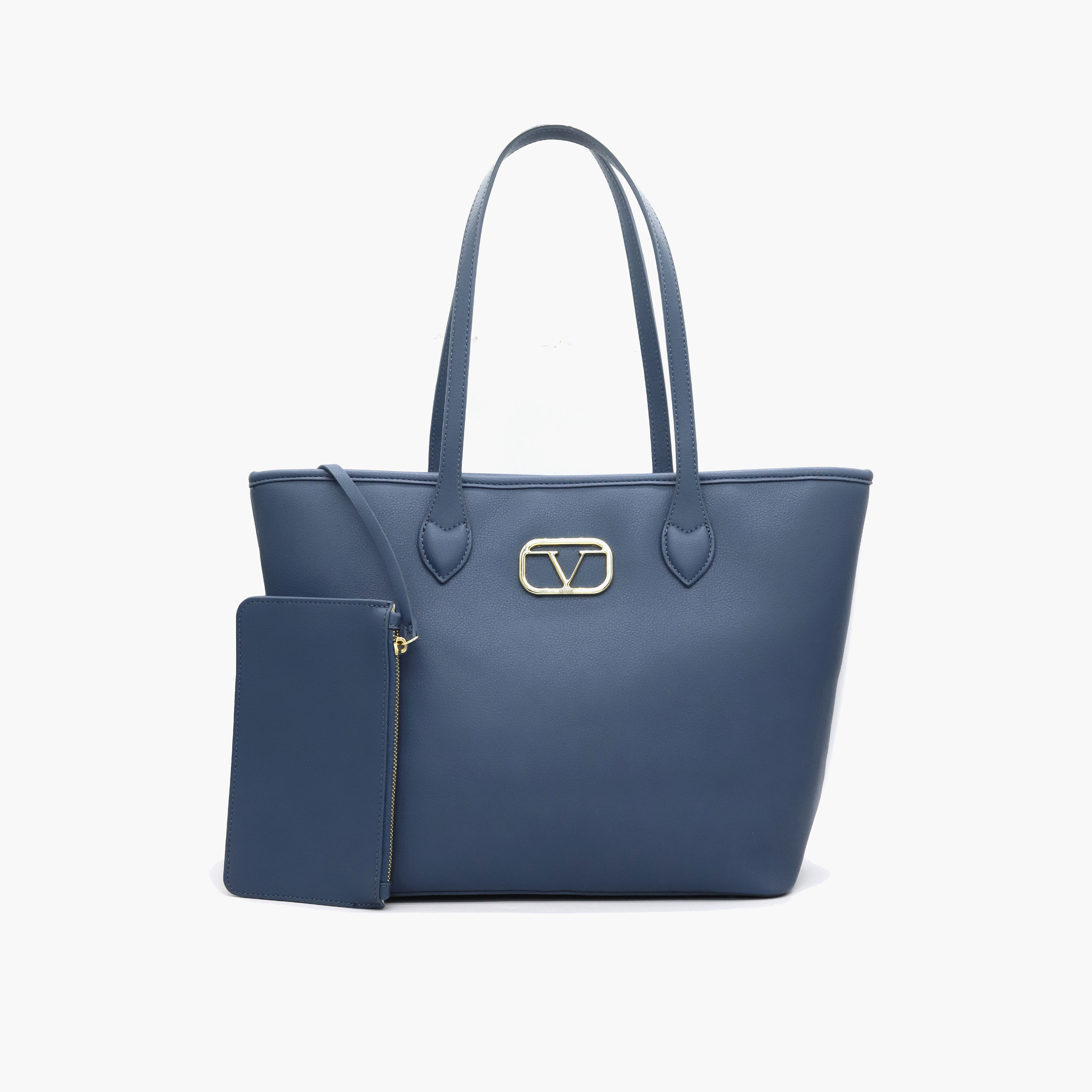 V Italia Solid Tote Bag with Double Handle and Pouch-women-bagsandwallets-handbags-image-25