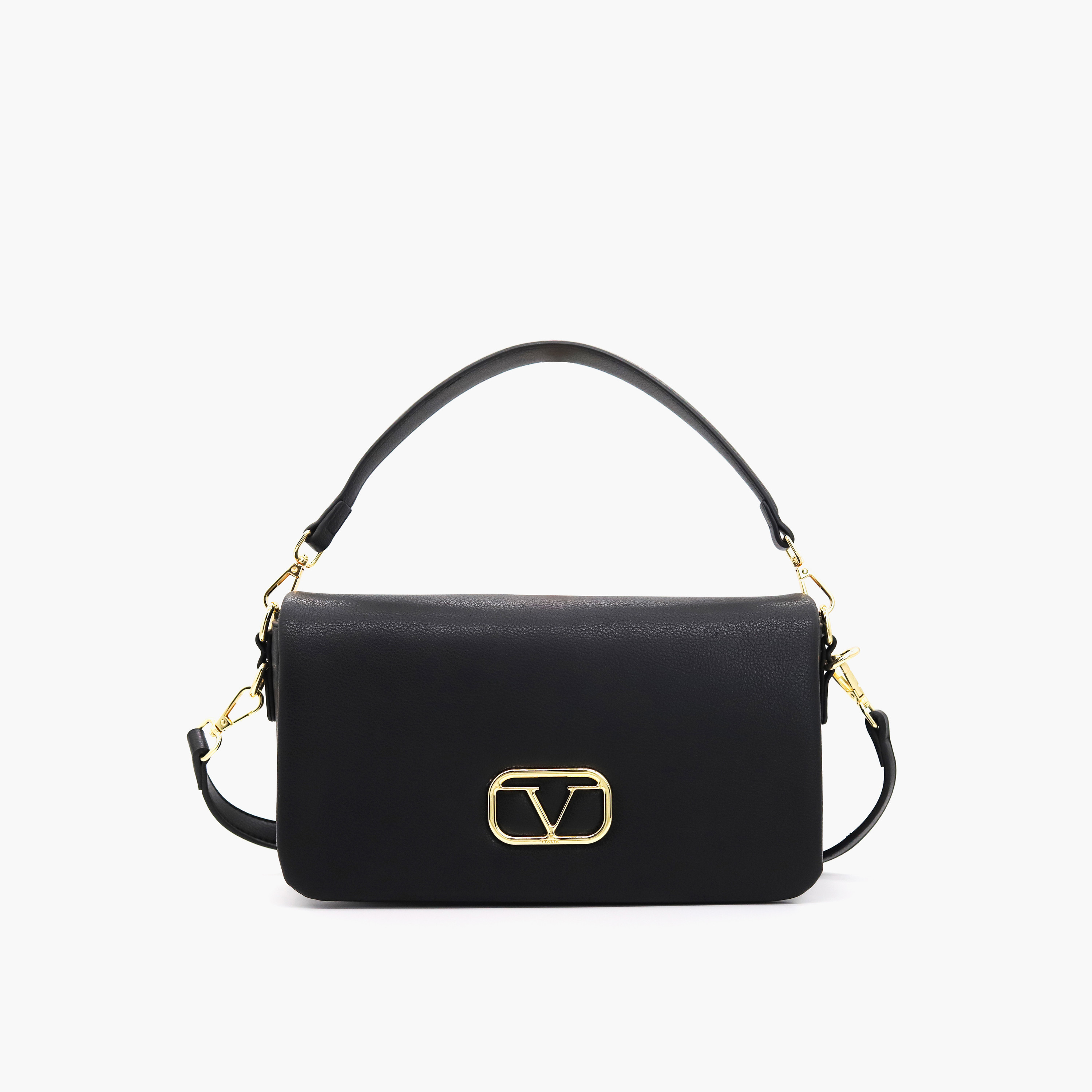 شنطة كروس بودي سادة بحزام قابل للفصل وطيّة إغلاق من في إيتاليا-women-bagsandwallets-handbags-image-1