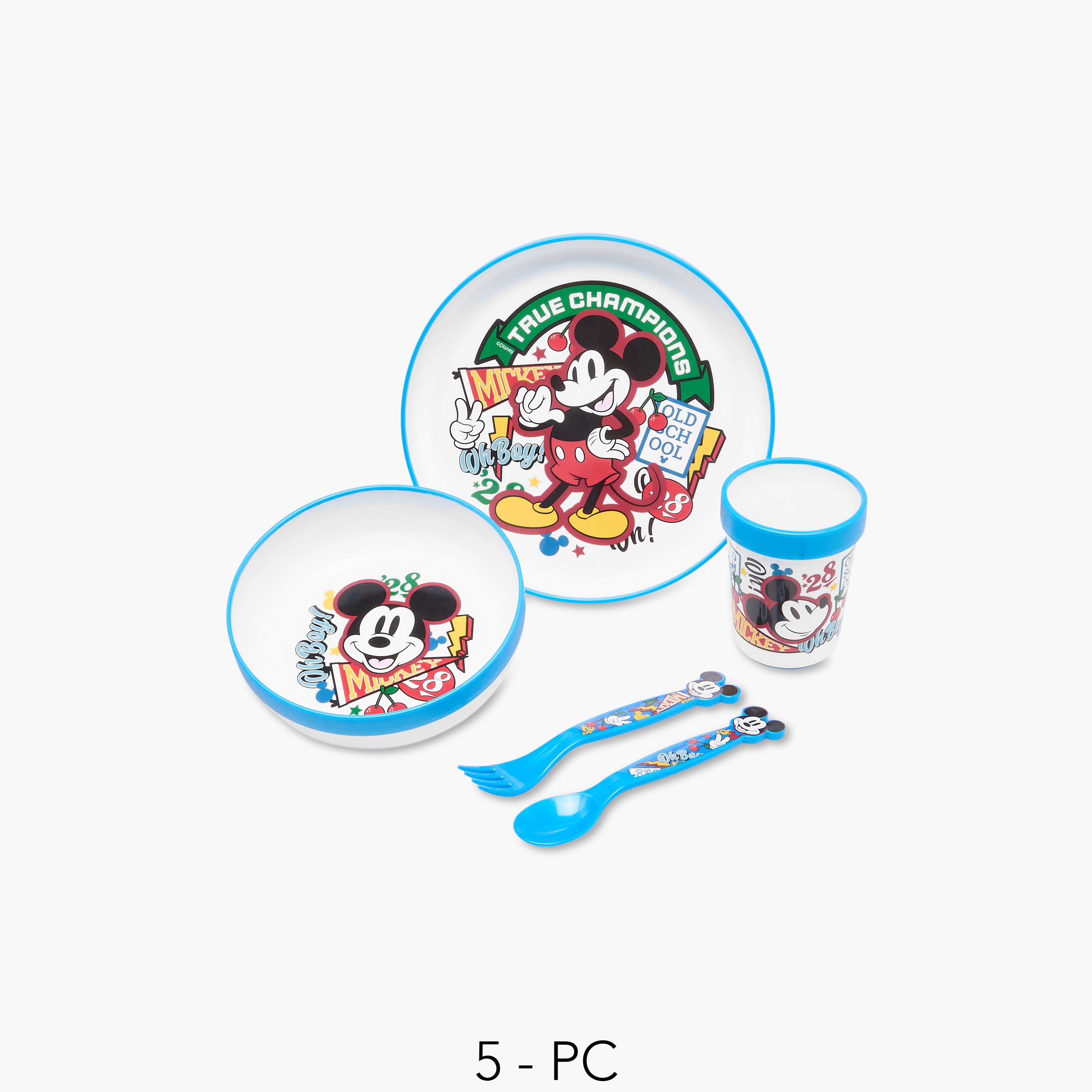 Disney Mickey Mouse Print 5-Piece Dinner Set-baby-feeding-mealtimeessentials-image-1
