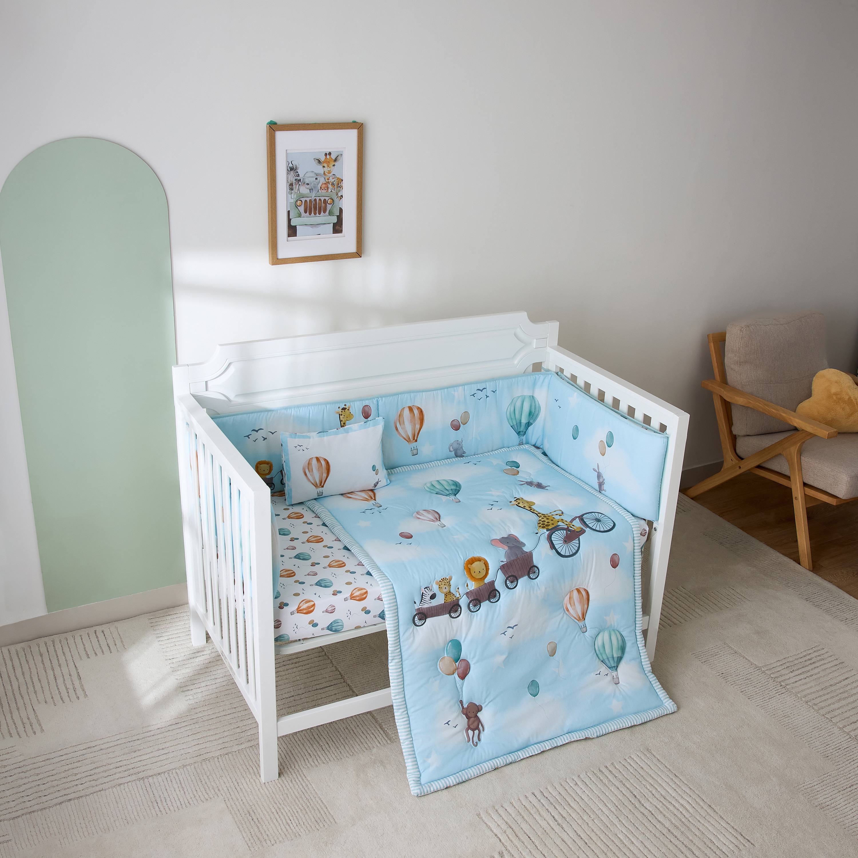 طقم مفروشات مهد بطبعات حيوانات 5 قطع من جونيورز-baby-nursery-babybedding-image-9