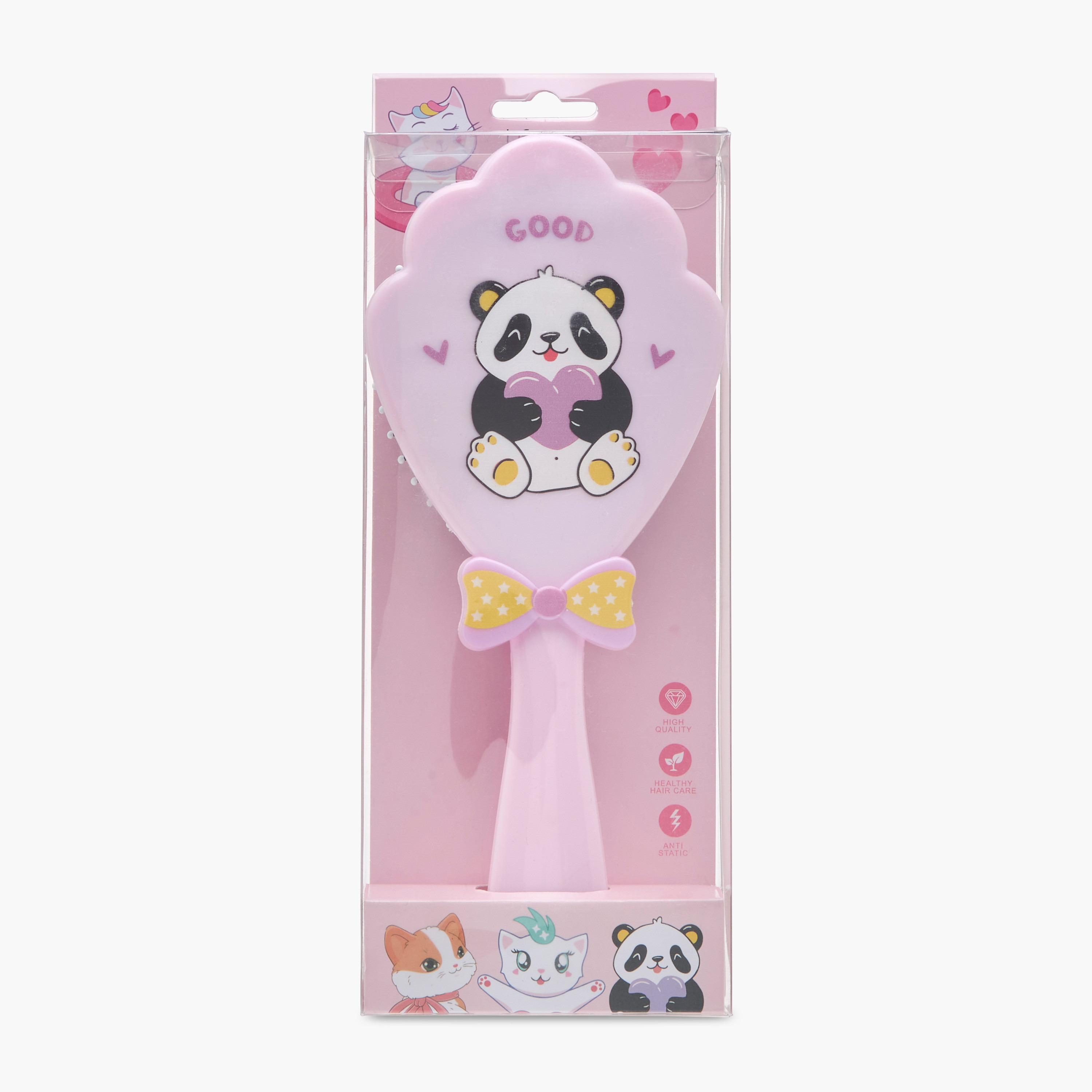 Panda Print Paddle Hair Brush with Bow Accent-women-hairaccessories-brushesandcombs-image-5