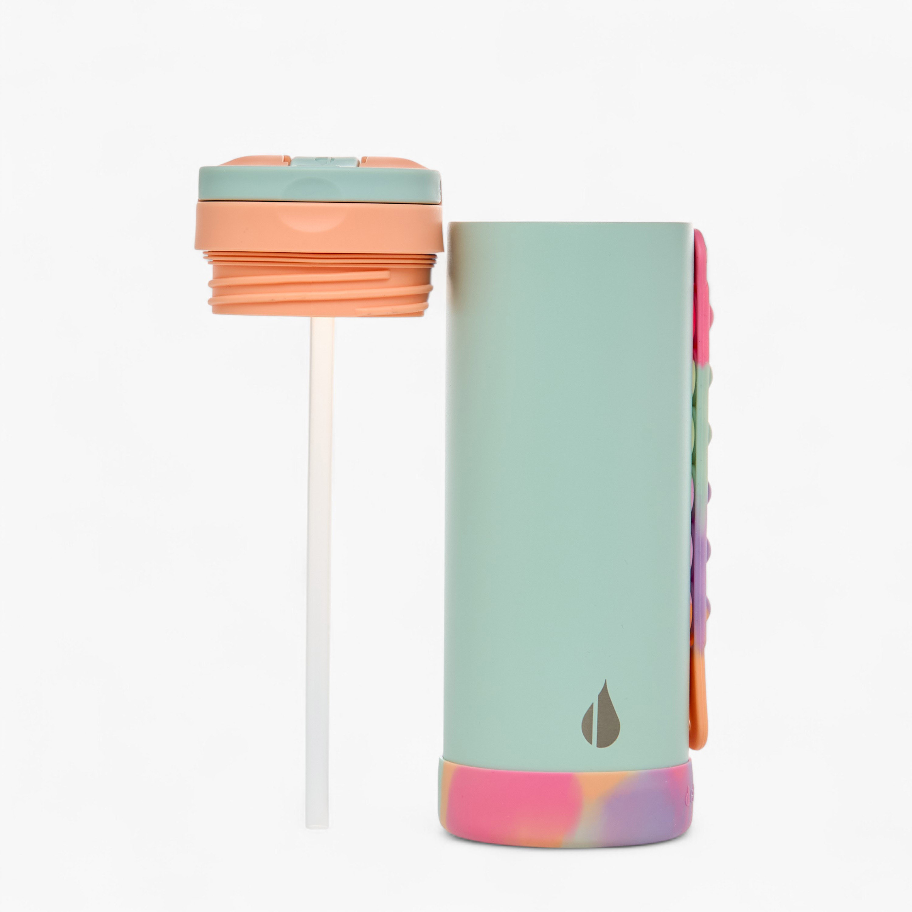 Colourblock Stainless Steel Insulated Water Bottle with Pop It Strap - 414 ml-school-waterbottles-image-2