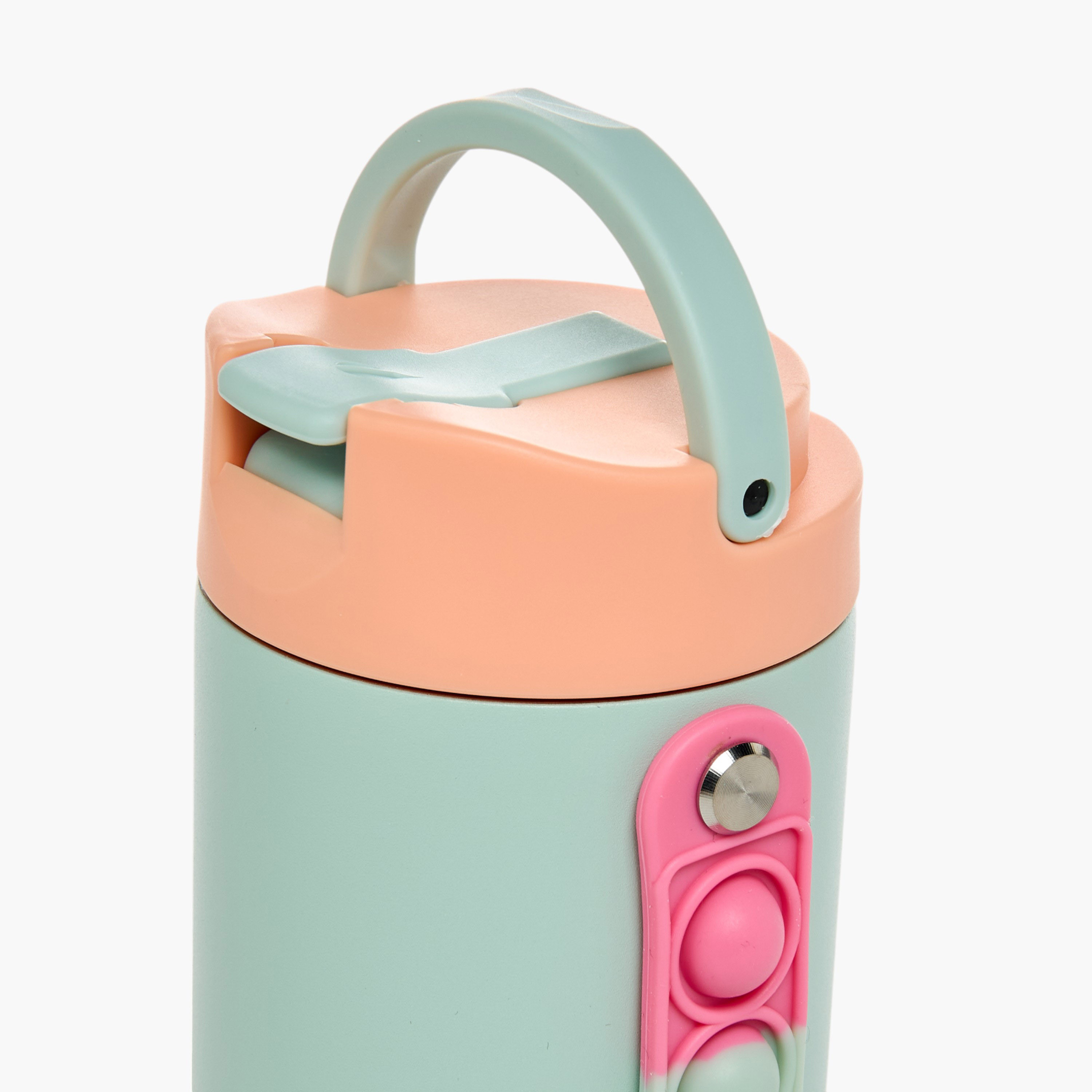 Colourblock Stainless Steel Insulated Water Bottle with Pop It Strap - 414 ml-school-waterbottles-image-6