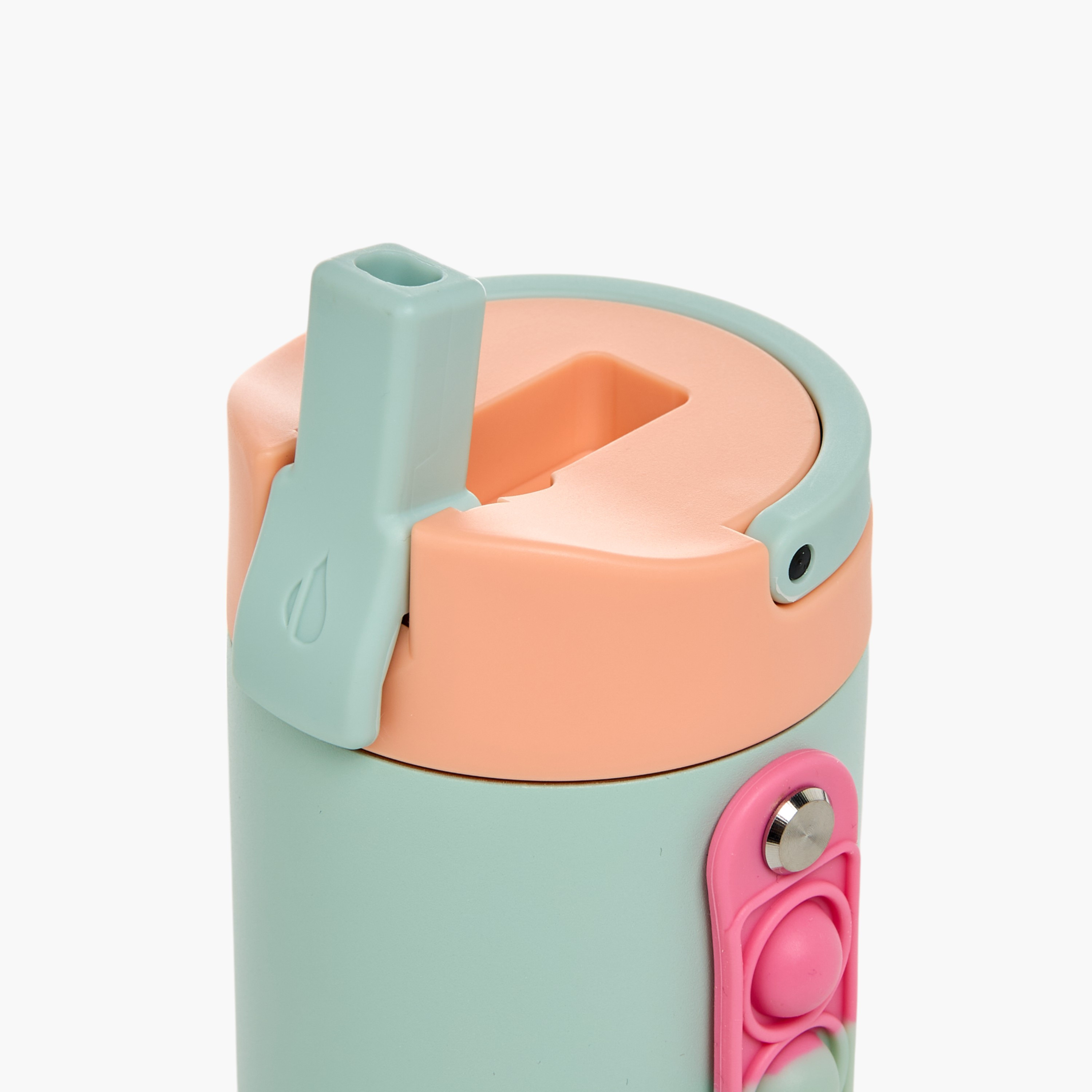 Colourblock Stainless Steel Insulated Water Bottle with Pop It Strap - 414 ml-school-waterbottles-image-7
