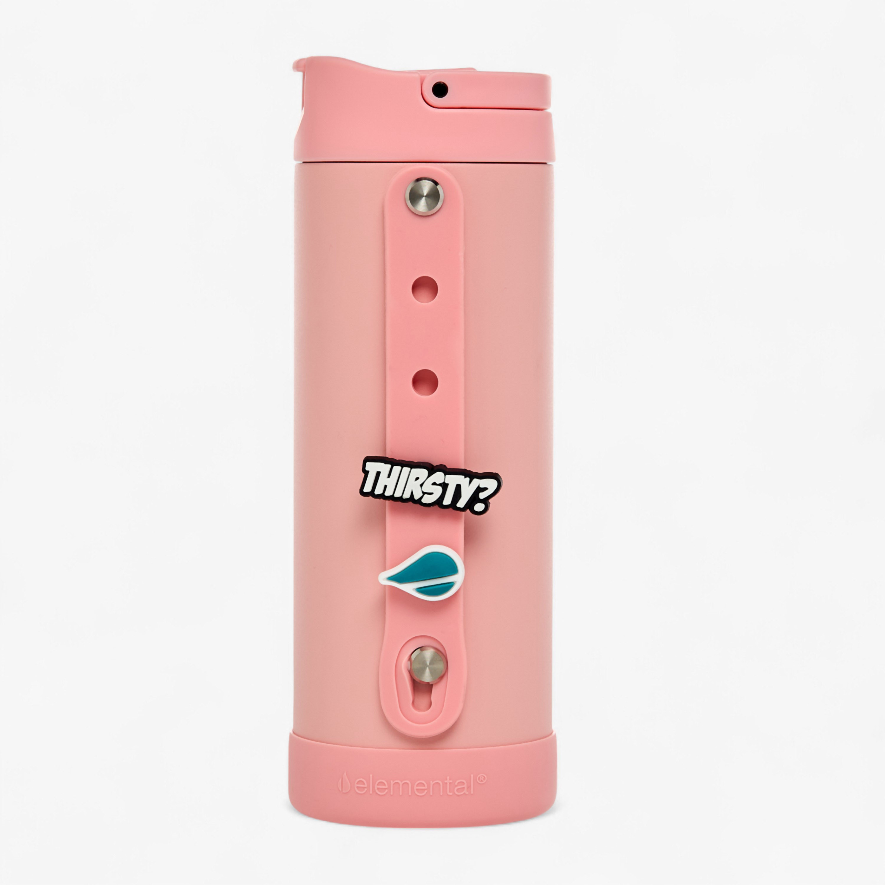 Solid Stainless Steel Insulated Water Bottle with Strap and Charm - 414 ml-school-waterbottles-image-1