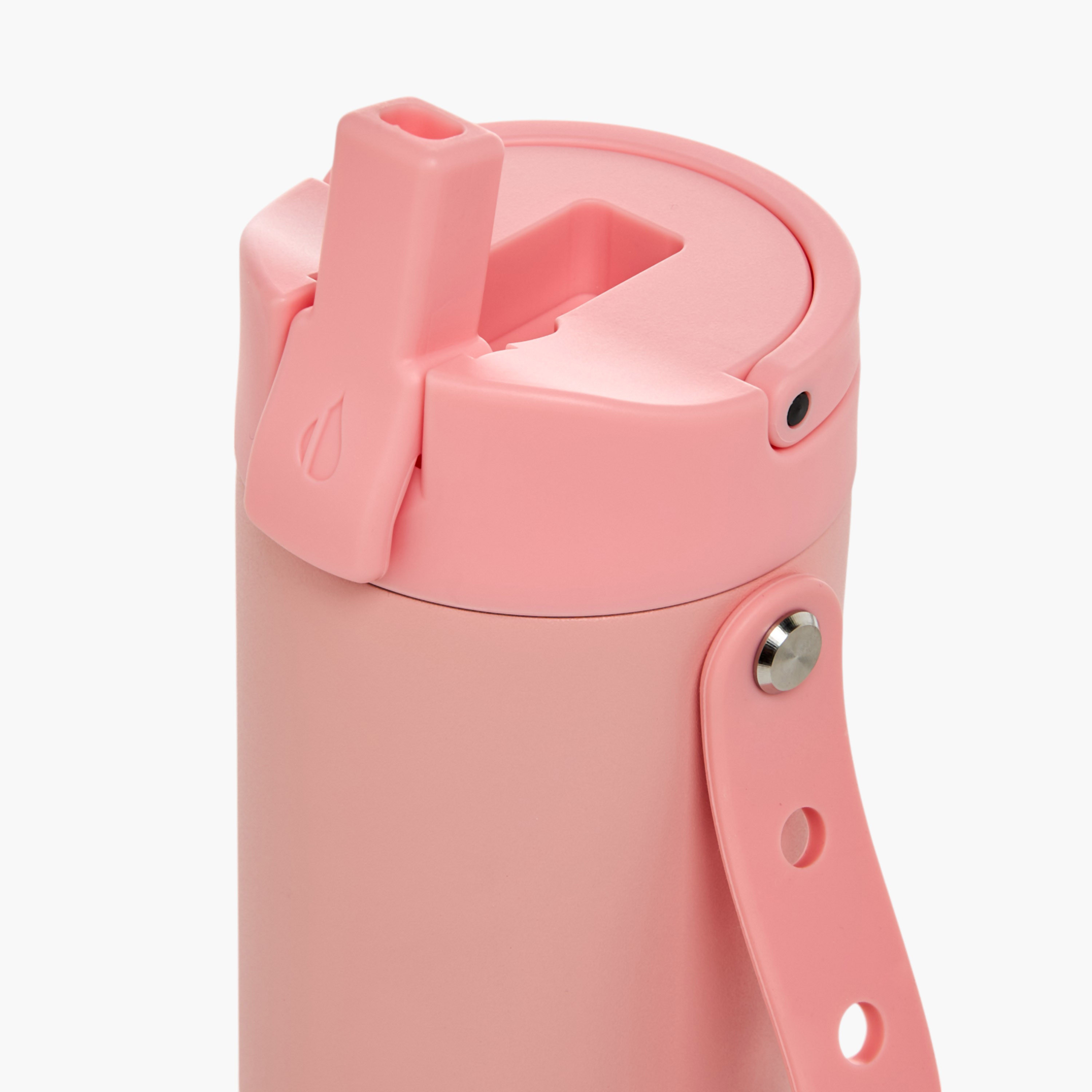 Solid Stainless Steel Insulated Water Bottle with Strap and Charm - 414 ml-school-waterbottles-image-4