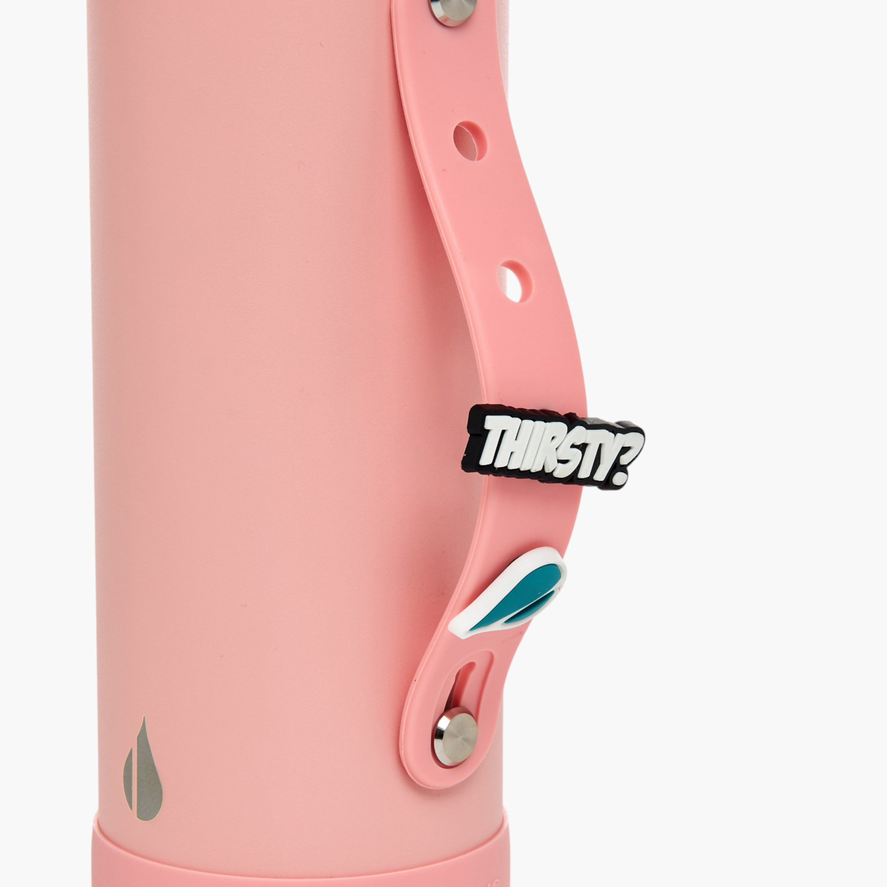 Solid Stainless Steel Insulated Water Bottle with Strap and Charm - 414 ml-school-waterbottles-image-5