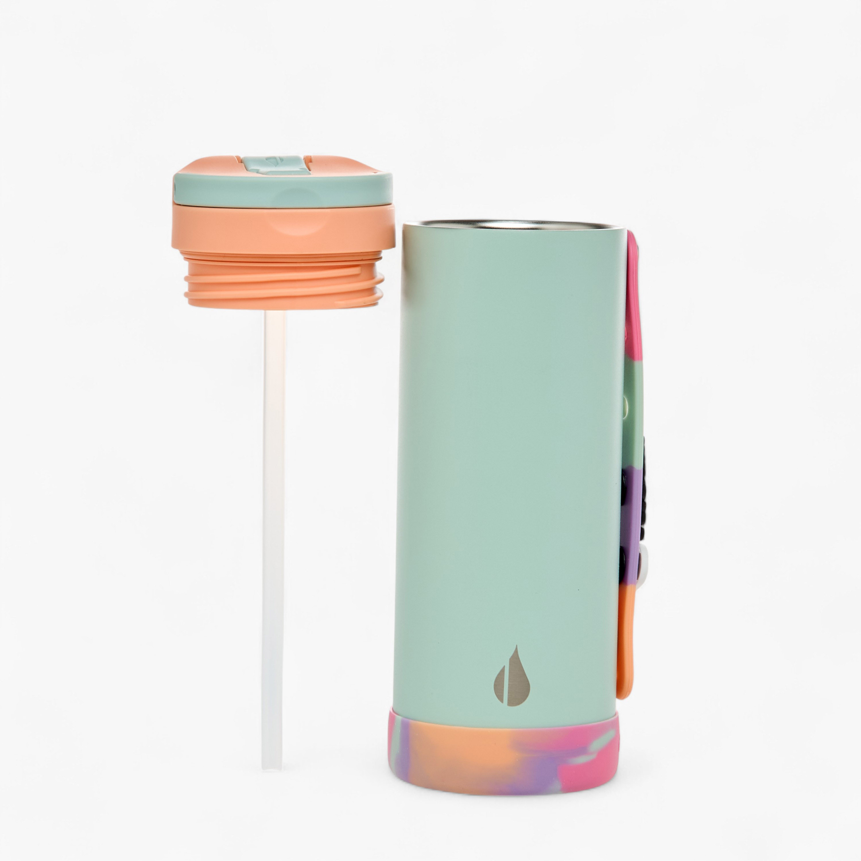 Colourblock Stainless Steel Insulated Water Bottle with Charm - 414 ml-school-waterbottles-image-2