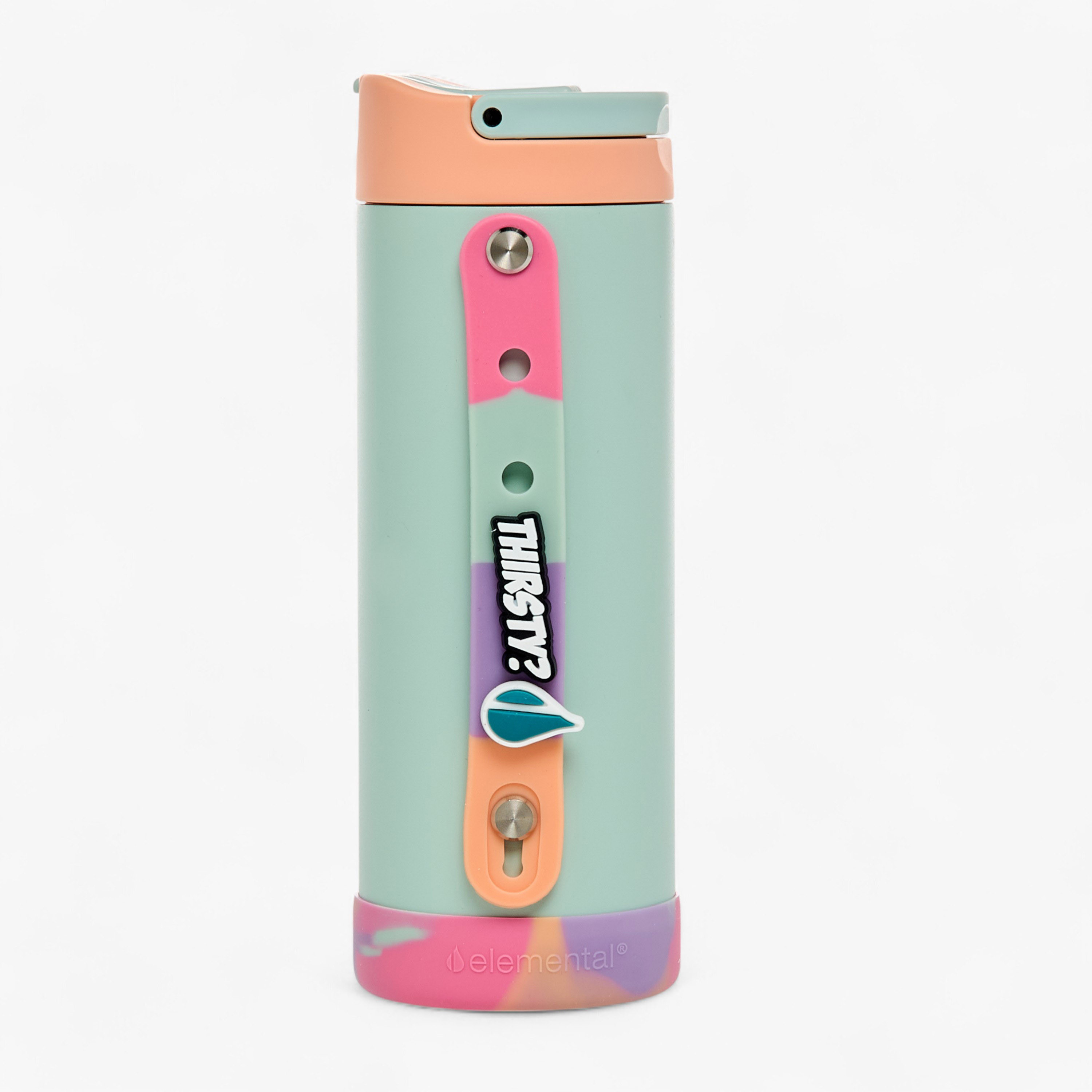 Colourblock Stainless Steel Insulated Water Bottle with Charm - 414 ml-school-waterbottles-image-3