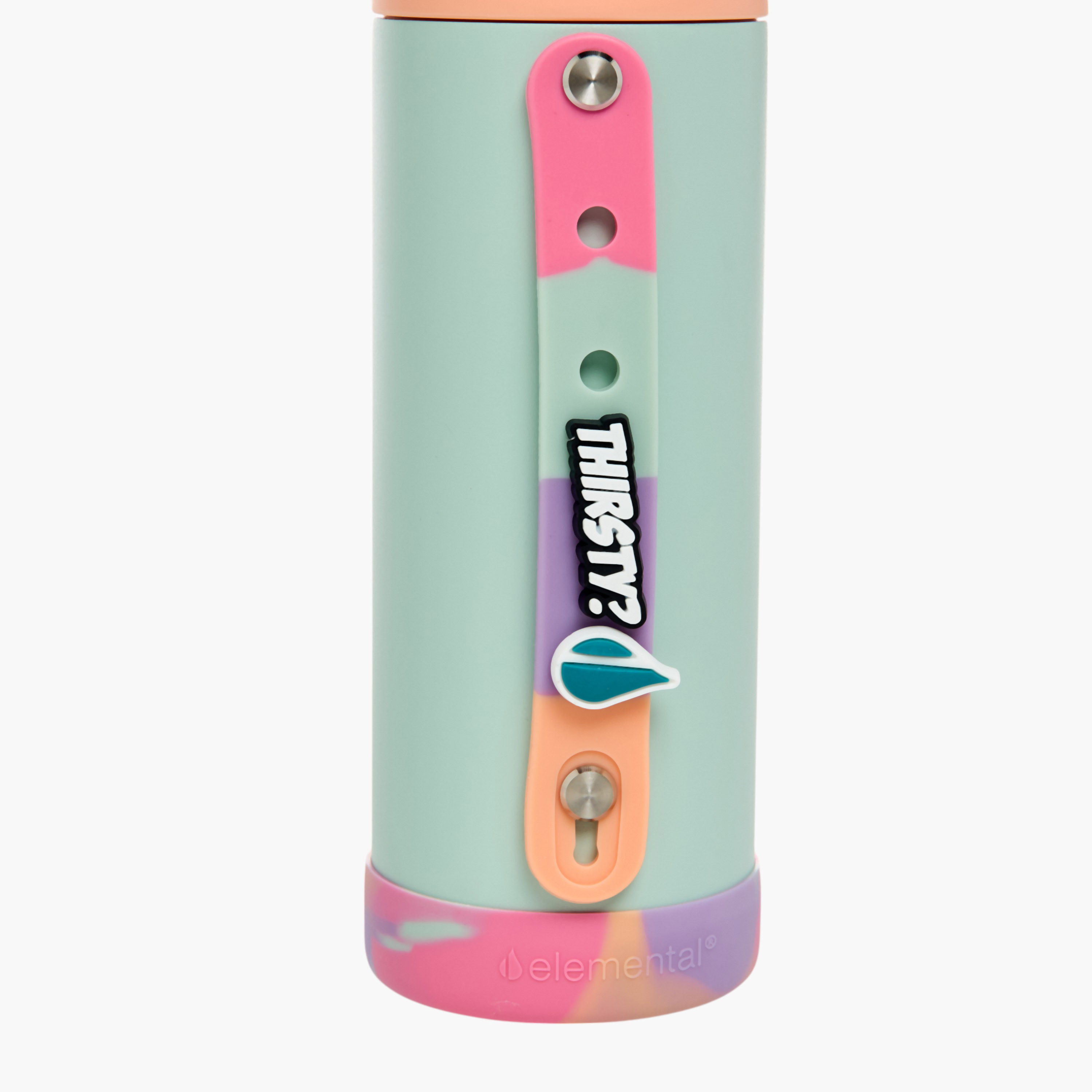 Colourblock Stainless Steel Insulated Water Bottle with Charm - 414 ml-school-waterbottles-image-4