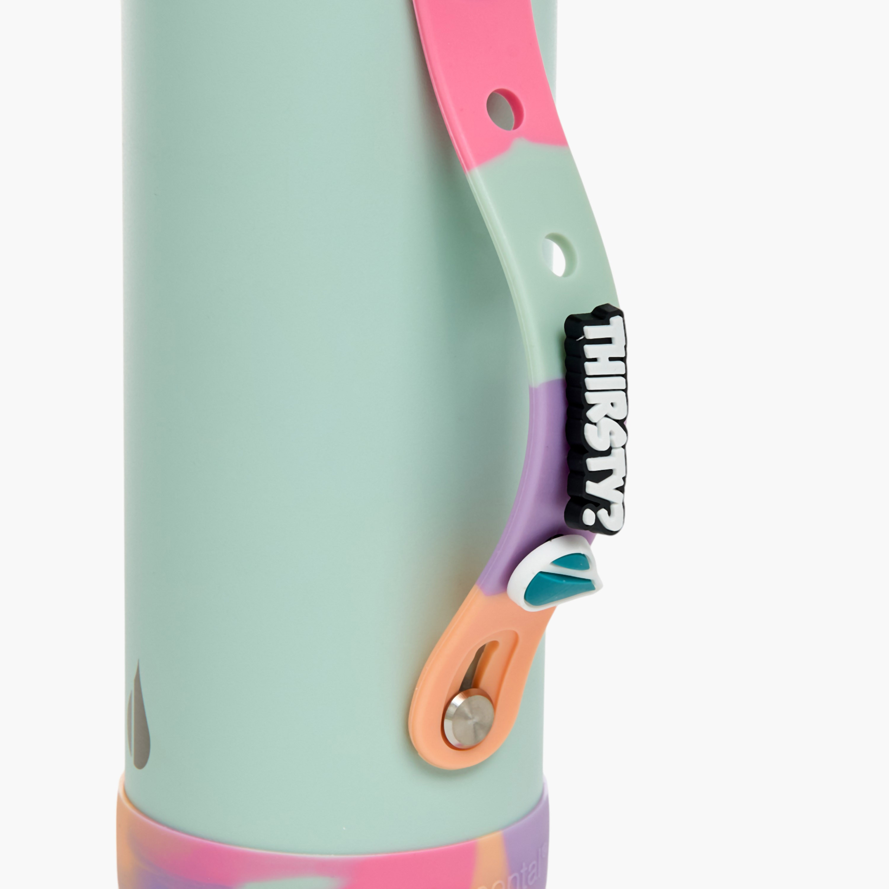 Colourblock Stainless Steel Insulated Water Bottle with Charm - 414 ml-school-waterbottles-image-5