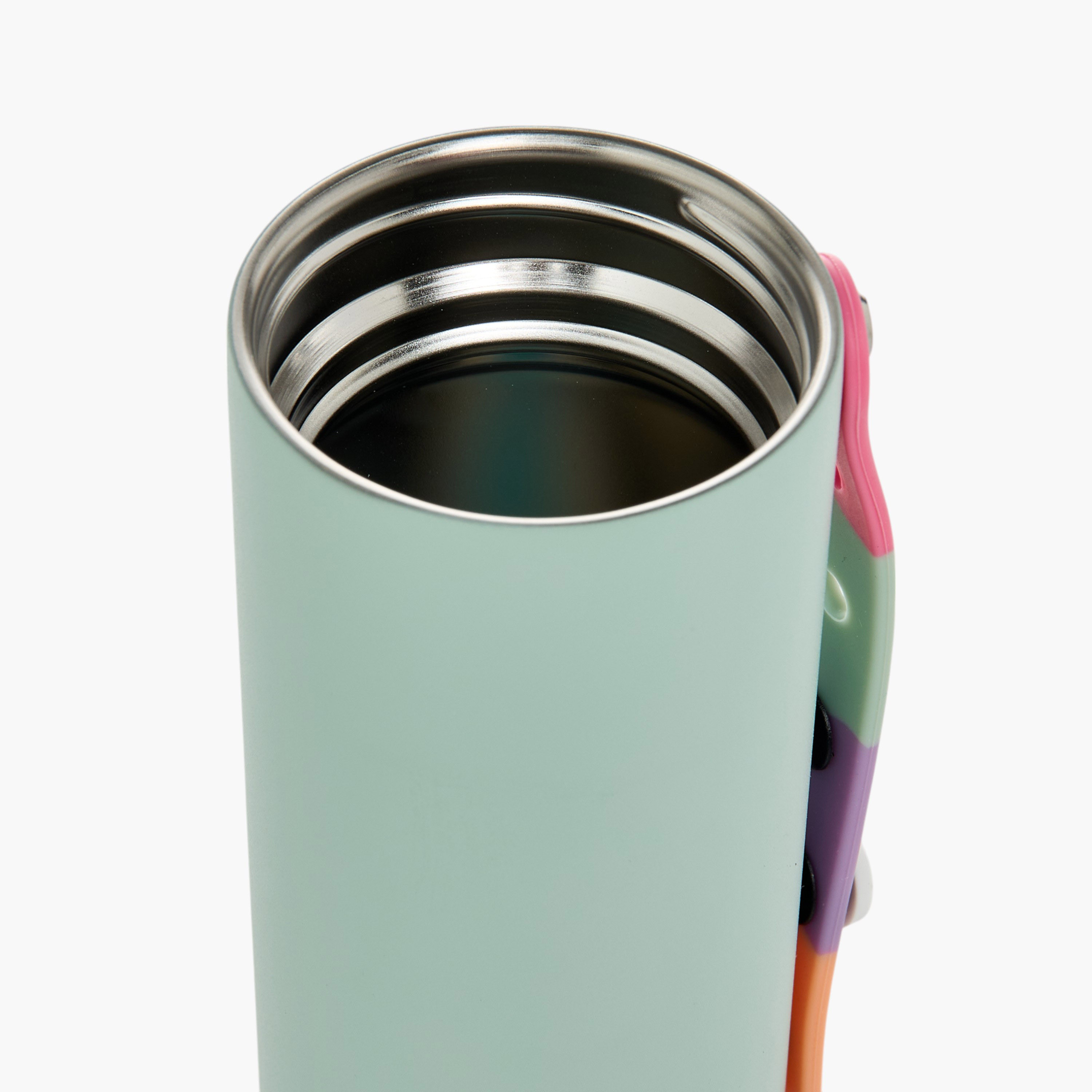 Colourblock Stainless Steel Insulated Water Bottle with Charm - 414 ml-school-waterbottles-image-8