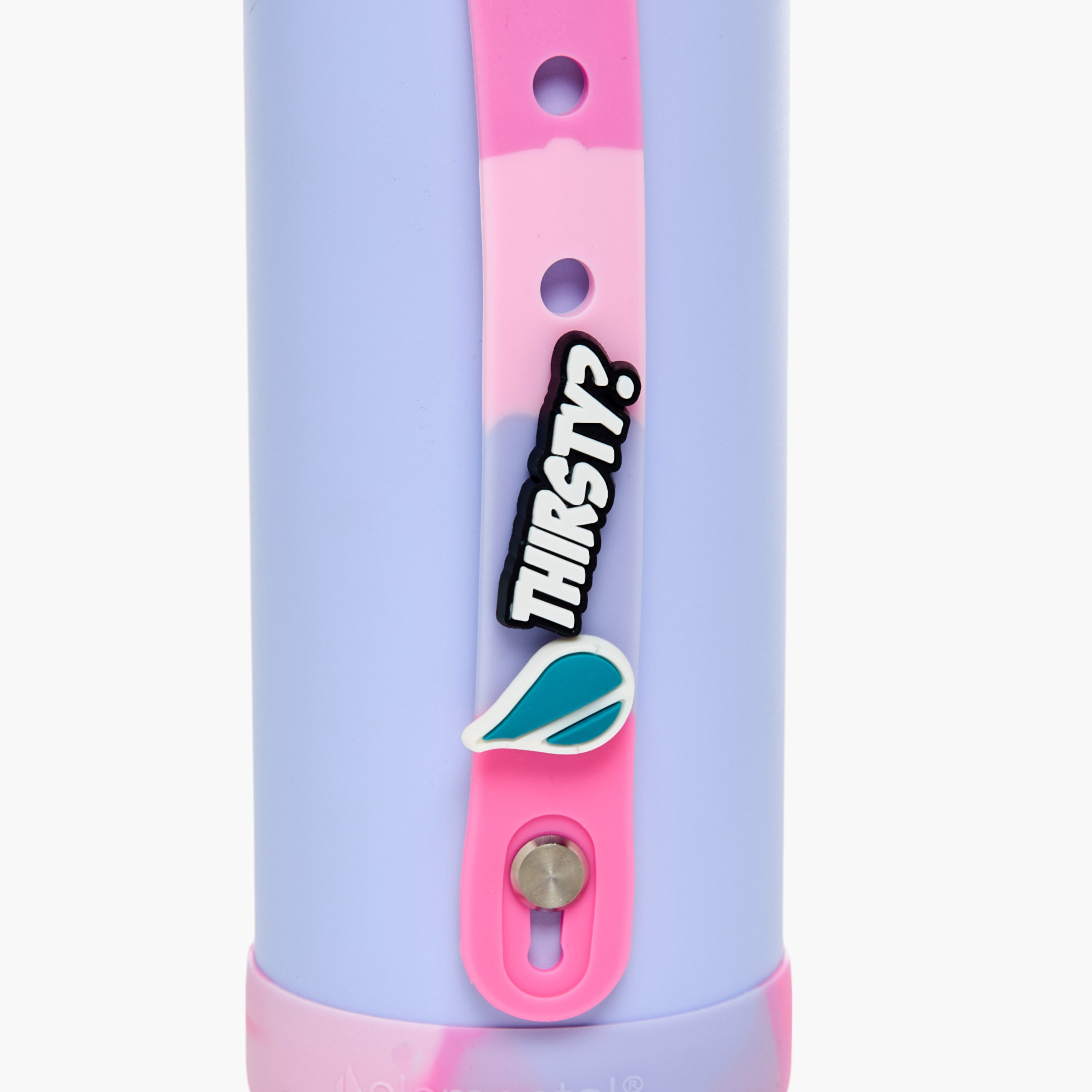 Solid Stainless Steel Insulated Water Bottle with Strap and Charm - 414 ml-school-waterbottles-image-5