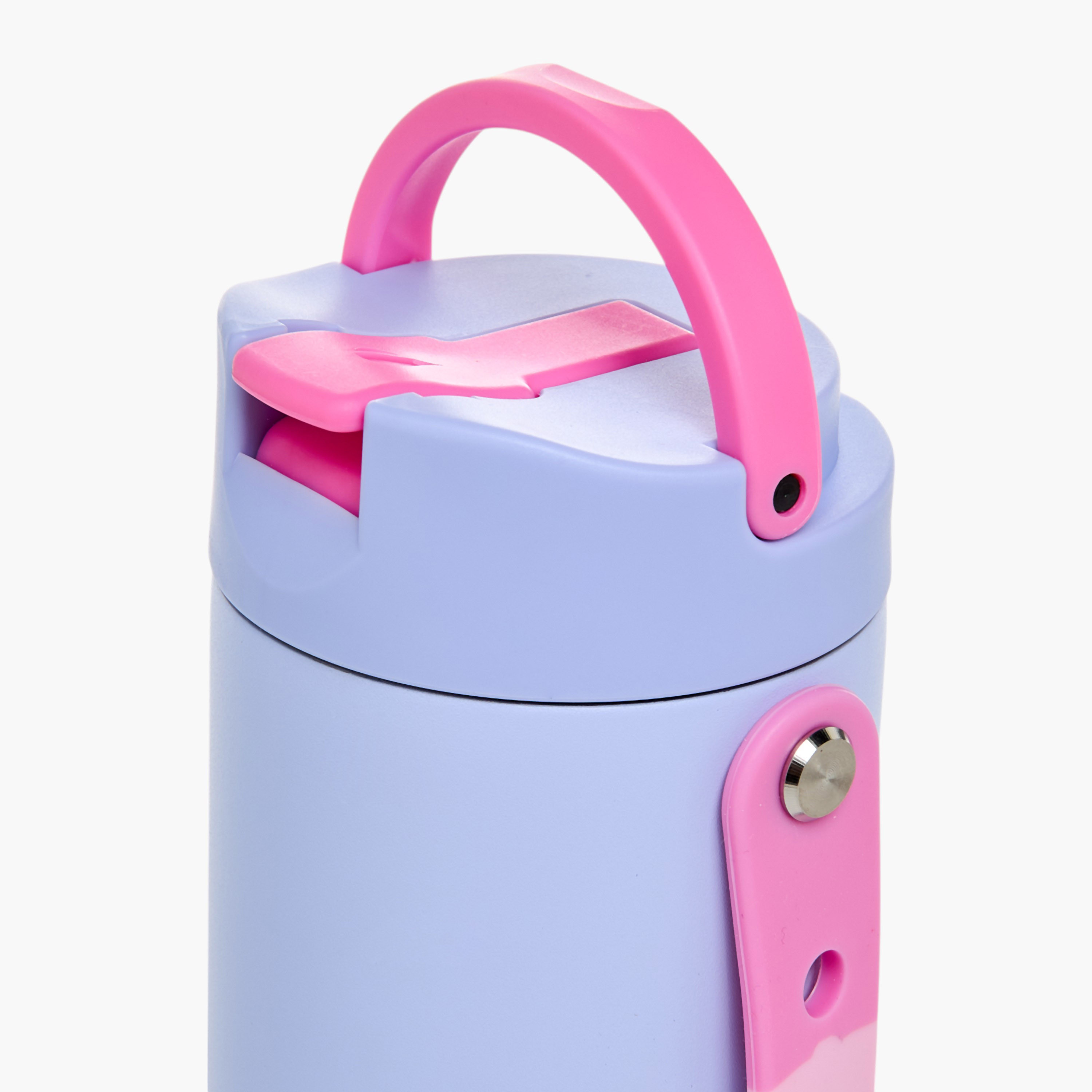 Solid Stainless Steel Insulated Water Bottle with Strap and Charm - 414 ml-school-waterbottles-image-6