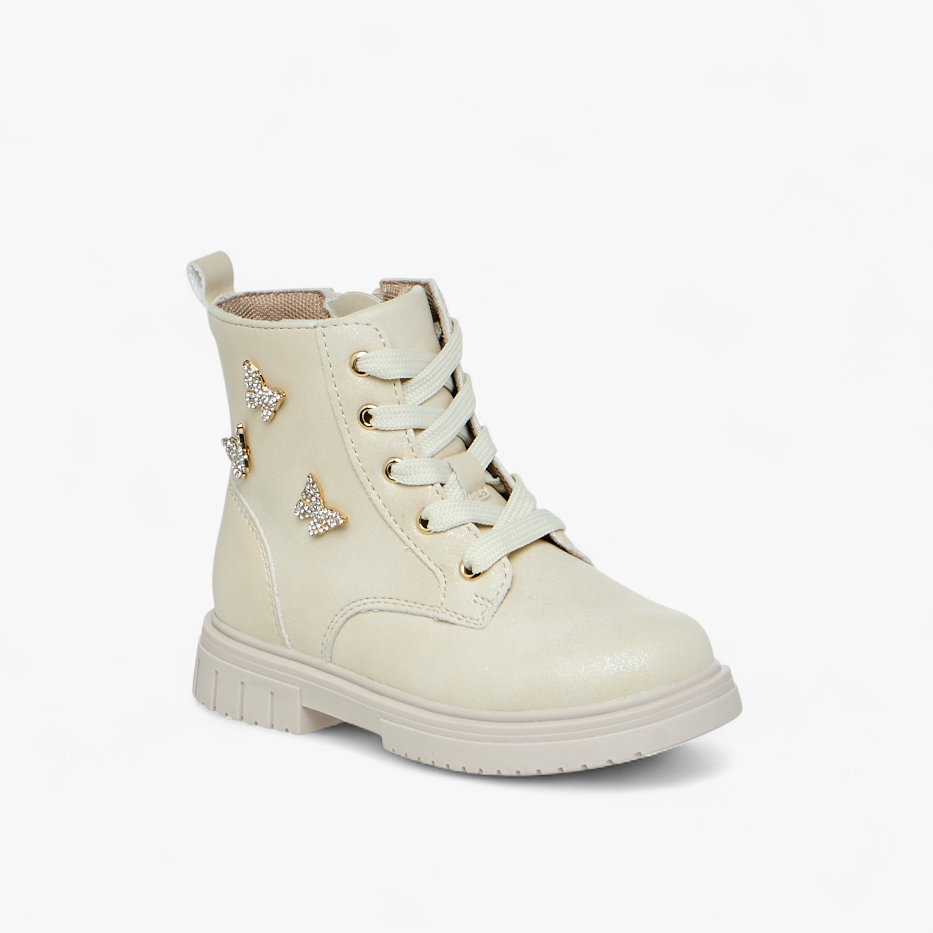 Juniors Butterfly Embellished High Cut Boots with Zip Closure-girls-shoes-boots-image-2