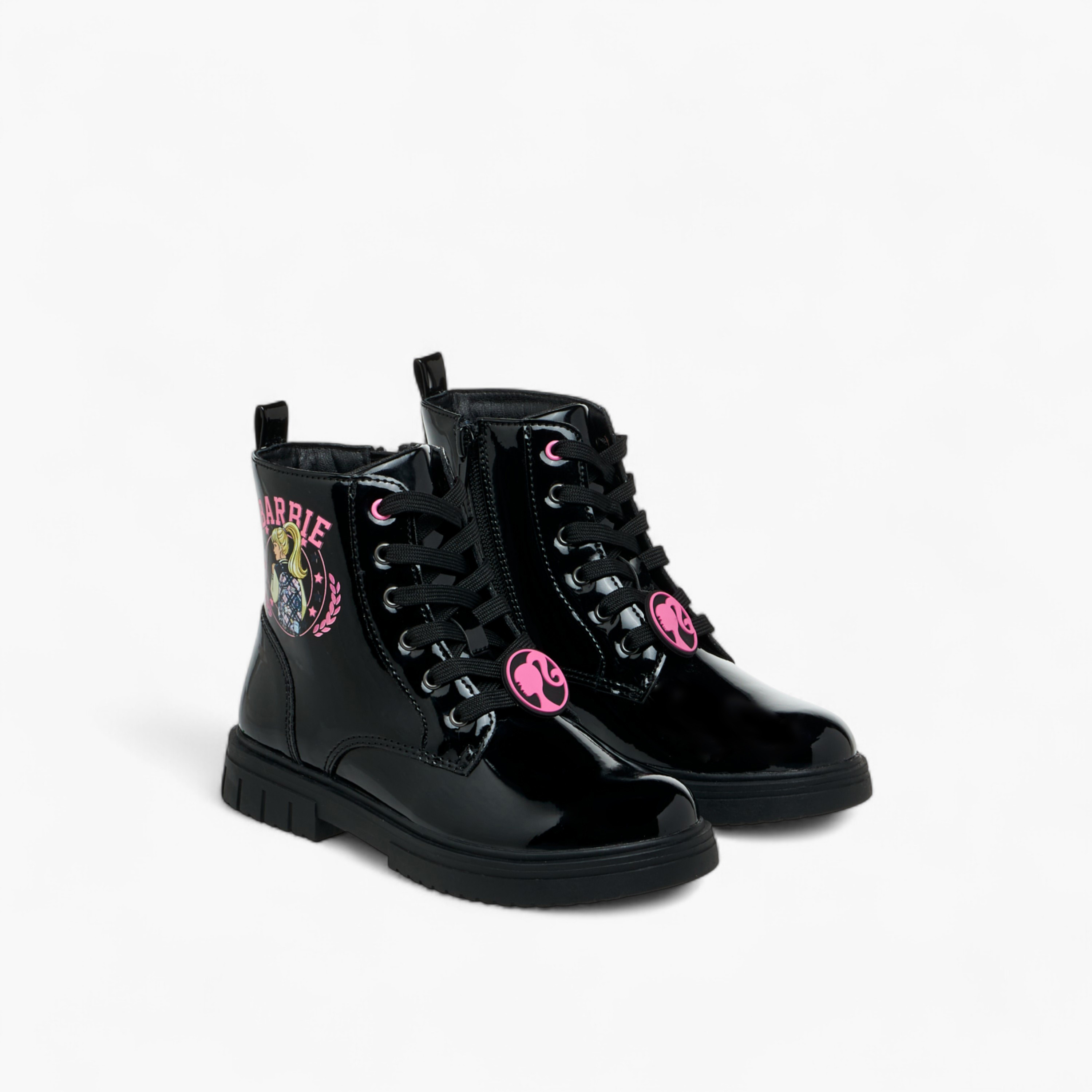 Barbie Printed Ankle Boots with Zip Closure-girls-shoes-boots-image-1