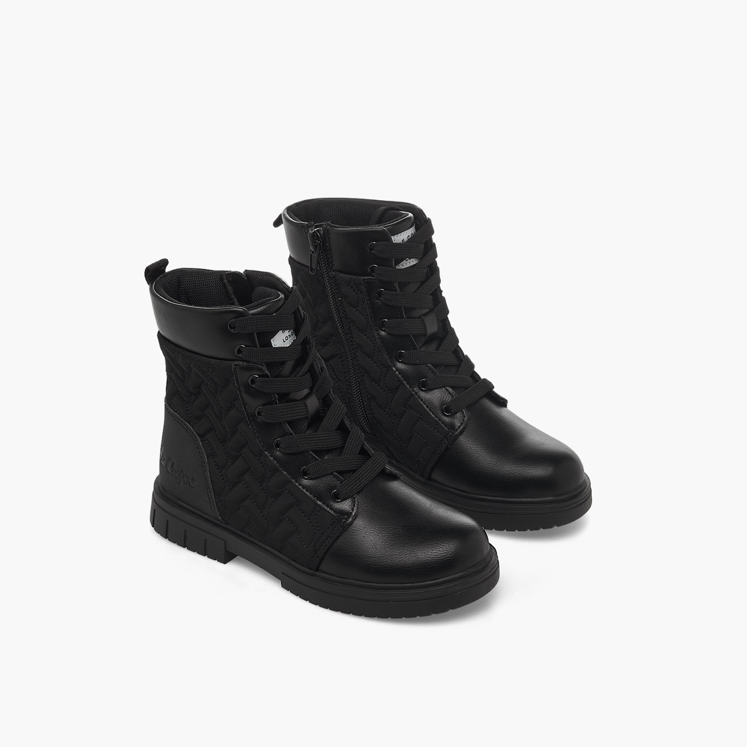 Lee Cooper Girls Quilted Lace-Up Ankle Boots-girls-shoes-boots-image-1