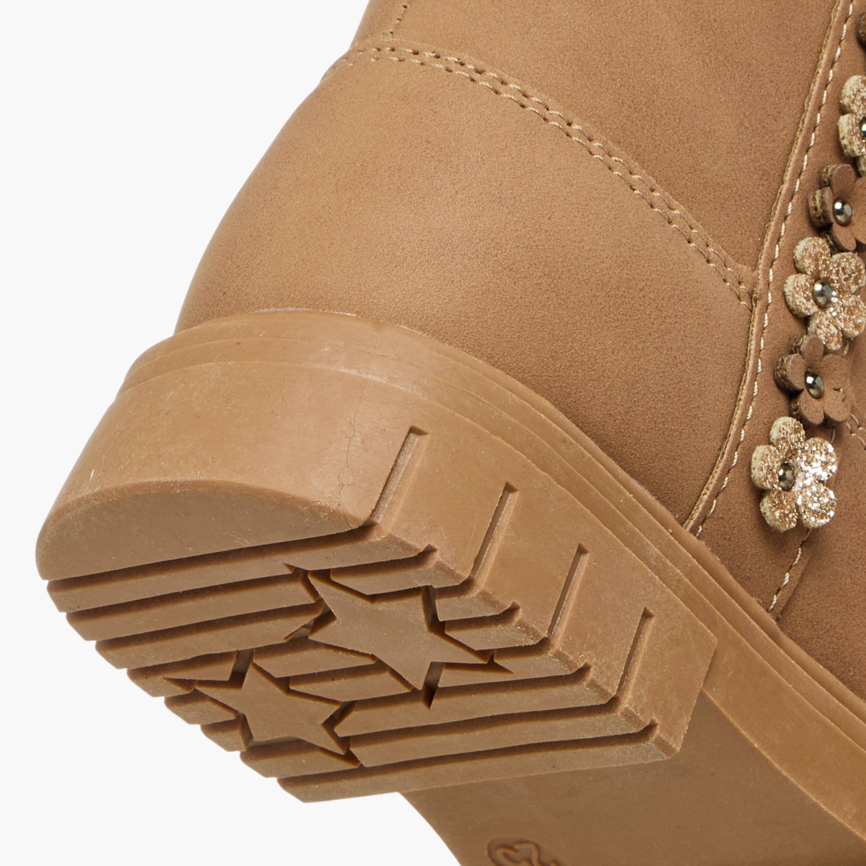 Juniors Floral Accent Ankle Boots with Zip Closure-girls-shoes-boots-image-5