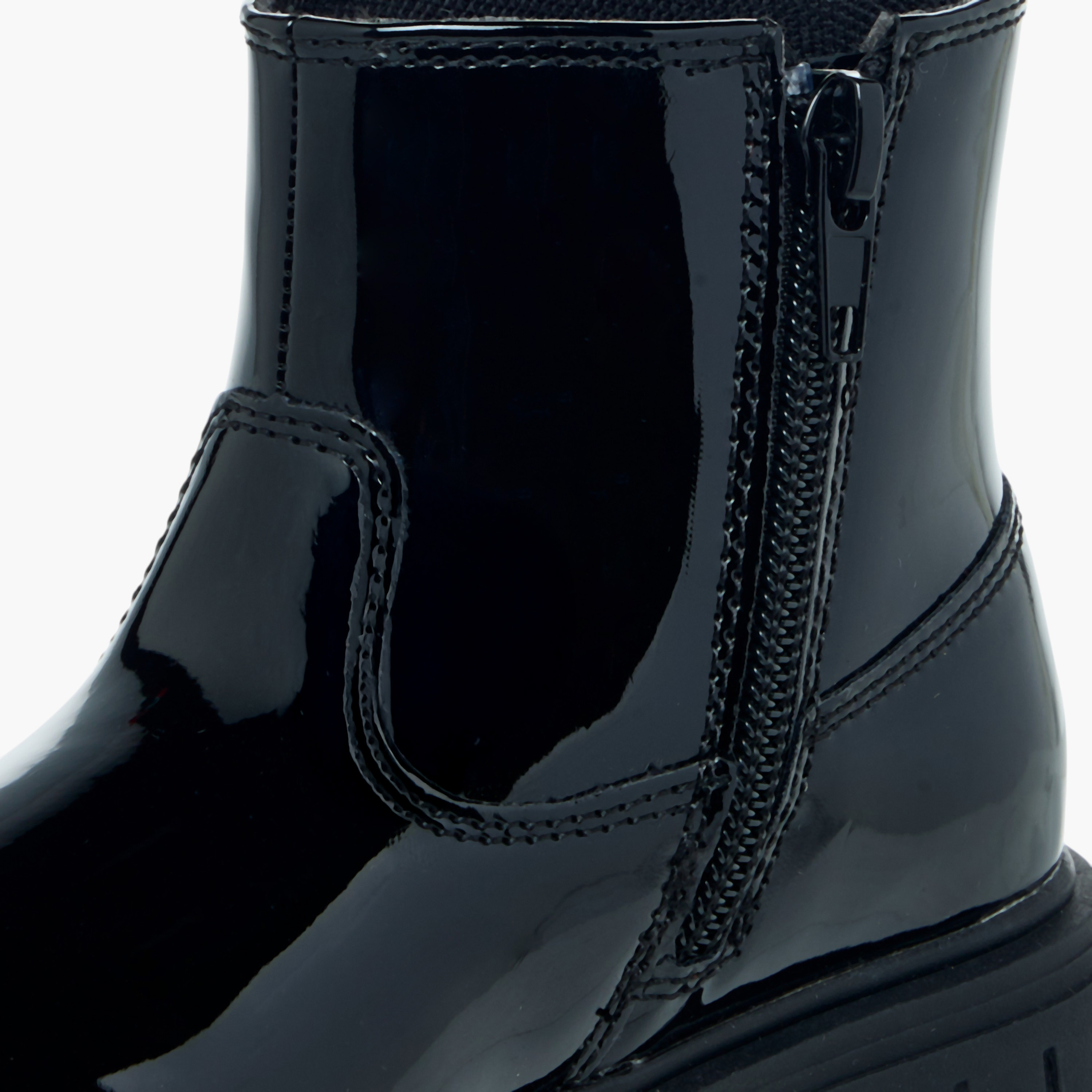 Juniors Floral Accent Ankle Boots with Zip Closure-girls-shoes-boots-image-6