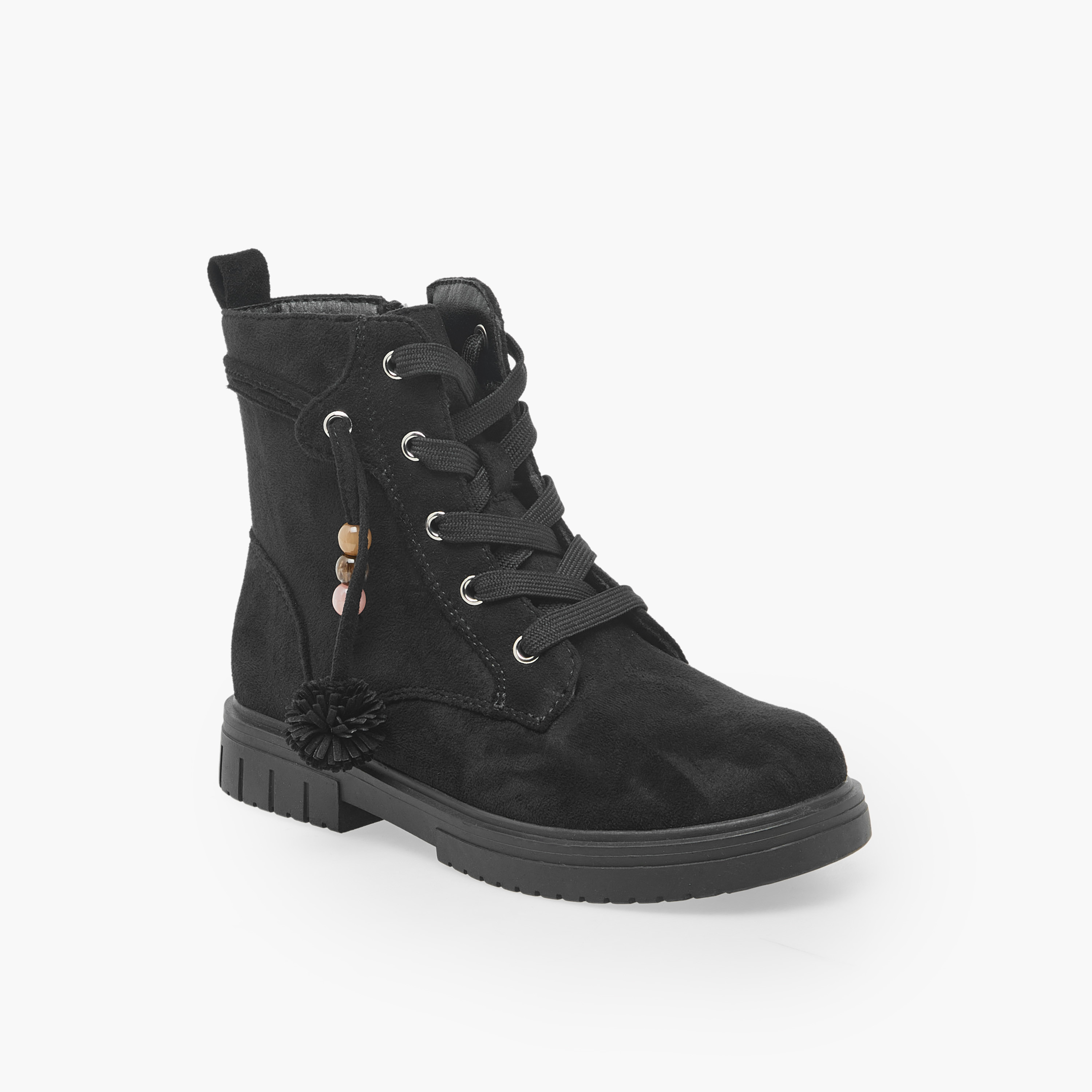 Little Missy Girls Textured Lace-Up Ankle Boots-girls-shoes-boots-image-2
