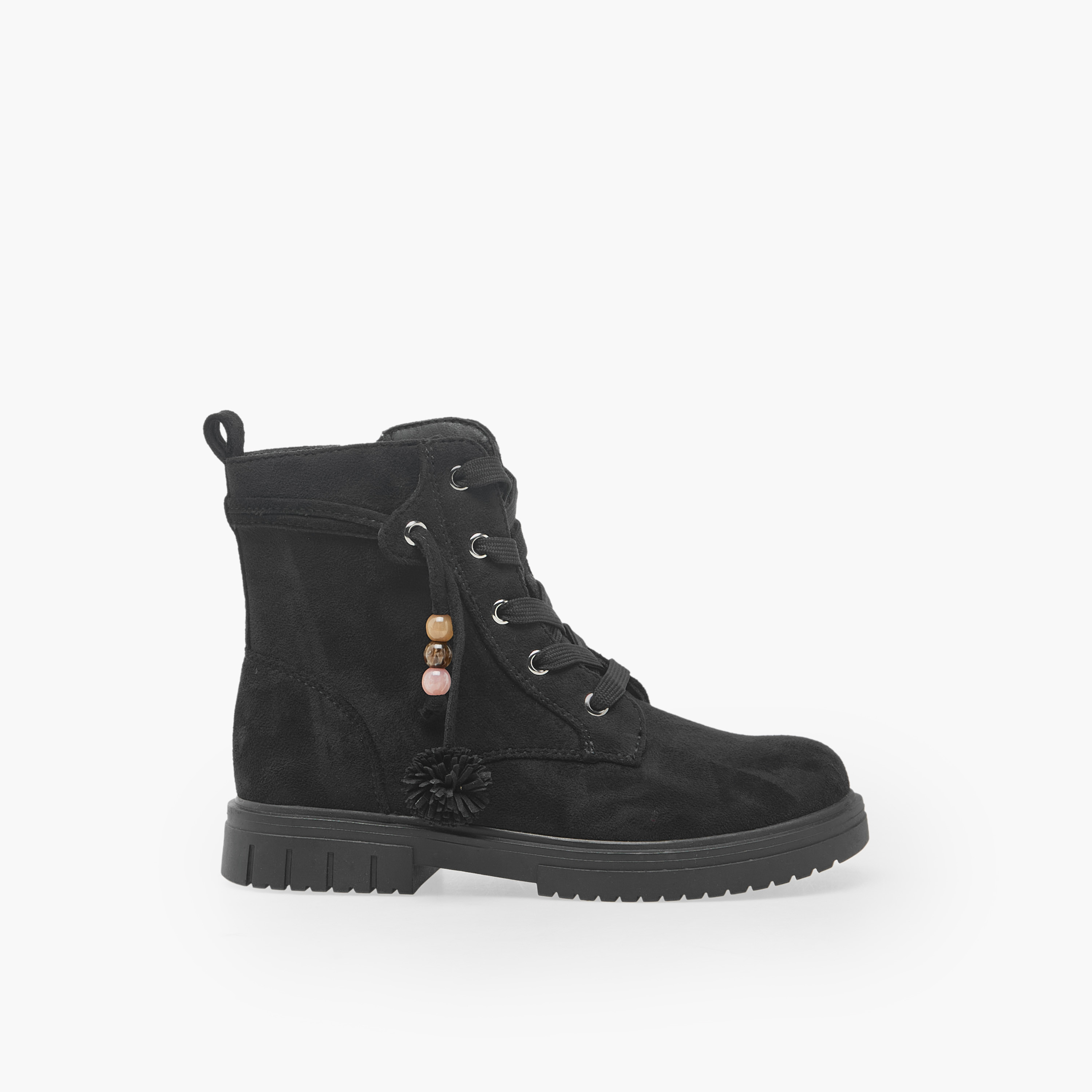 Little Missy Girls Textured Lace-Up Ankle Boots-girls-shoes-boots-image-3