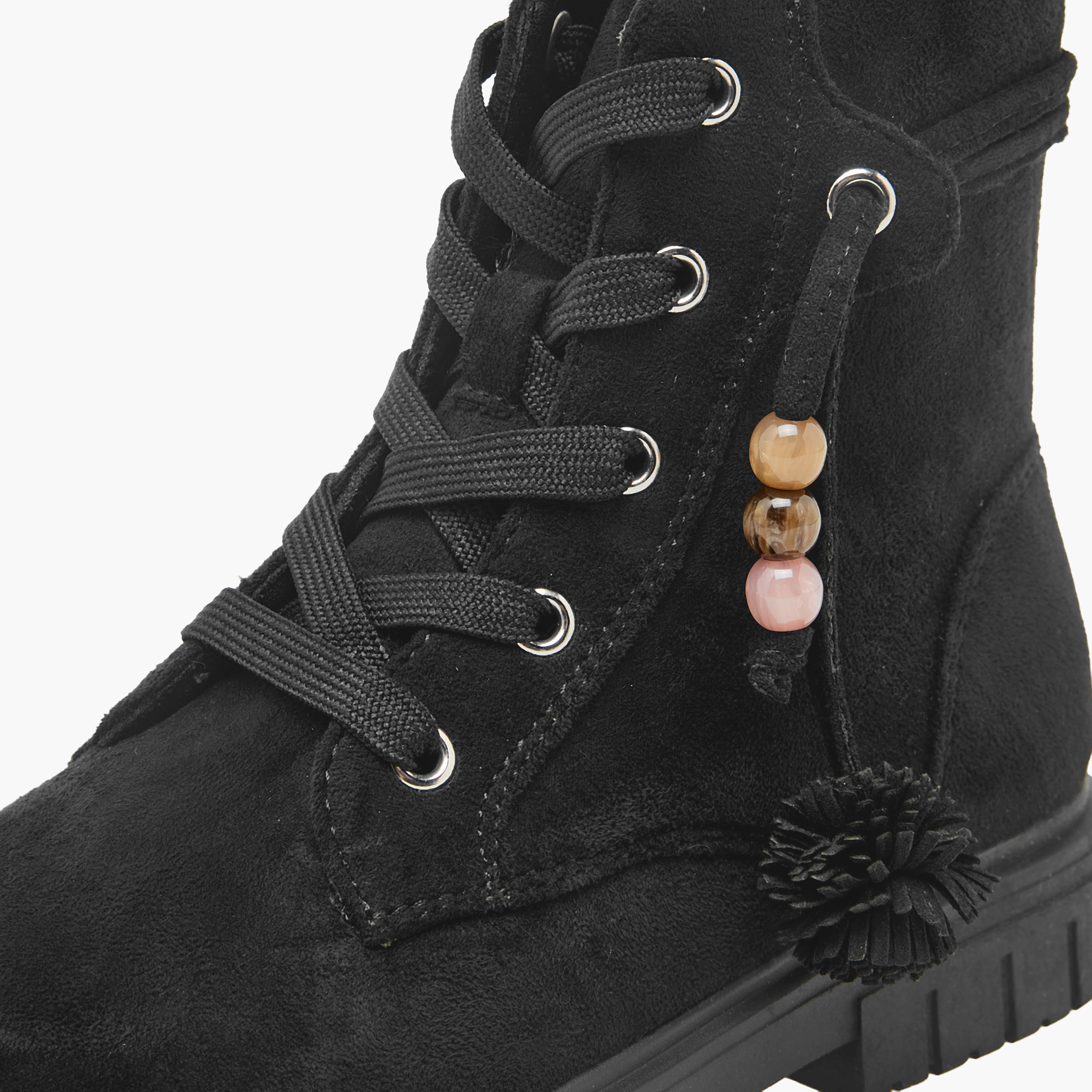 Little Missy Girls Textured Lace-Up Ankle Boots-girls-shoes-boots-image-4