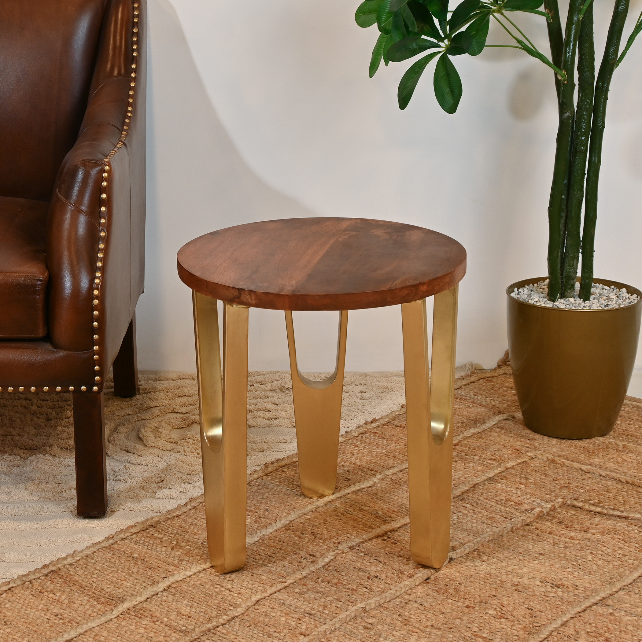 Crafted by Lifestyle Wooden Top Accent Table - 45x50 cms-furniture-livingroom-sideandendtables-image-2