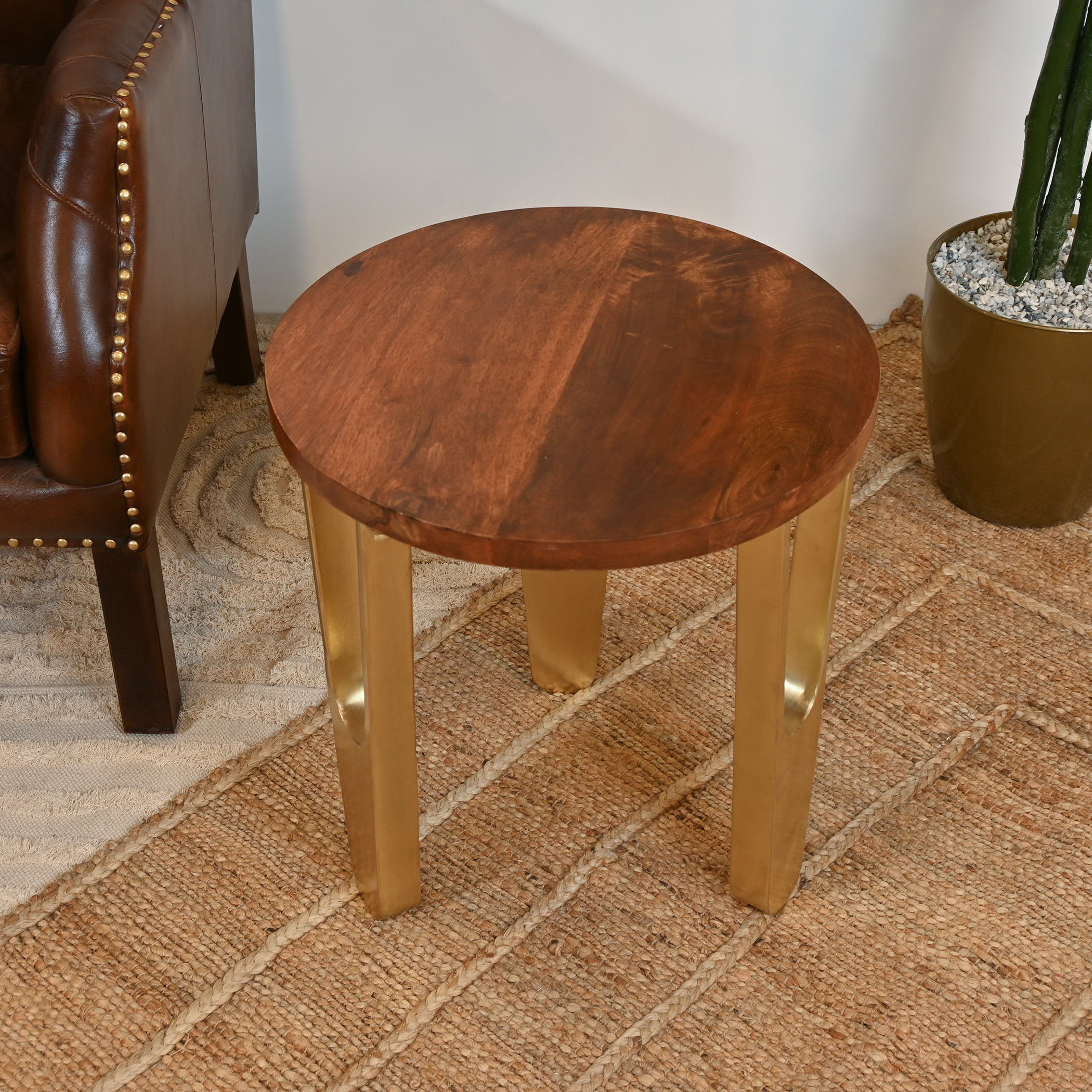 Crafted by Lifestyle Wooden Top Accent Table - 45x50 cms-furniture-livingroom-sideandendtables-image-3