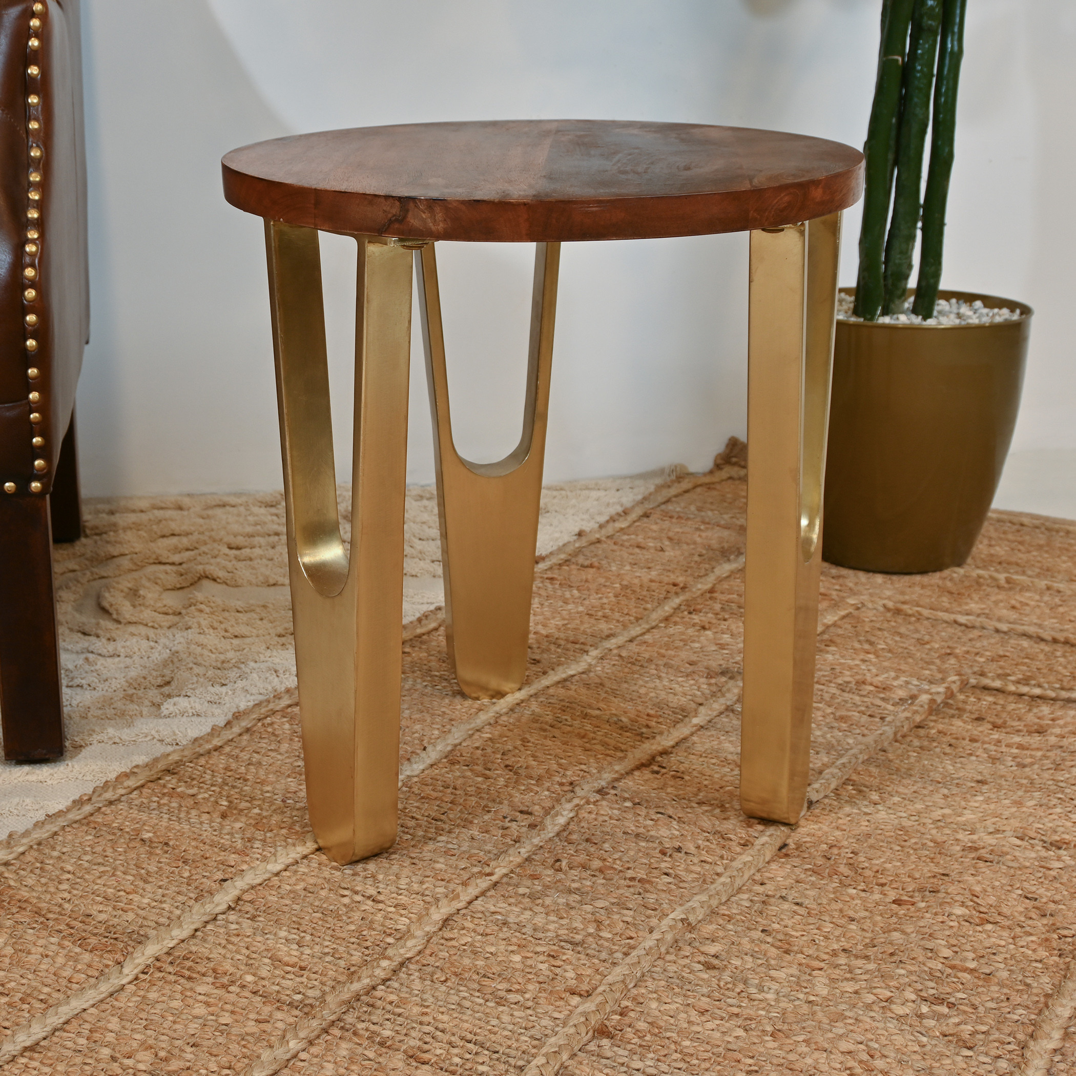Crafted by Lifestyle Wooden Top Accent Table - 45x50 cms-furniture-livingroom-sideandendtables-image-4