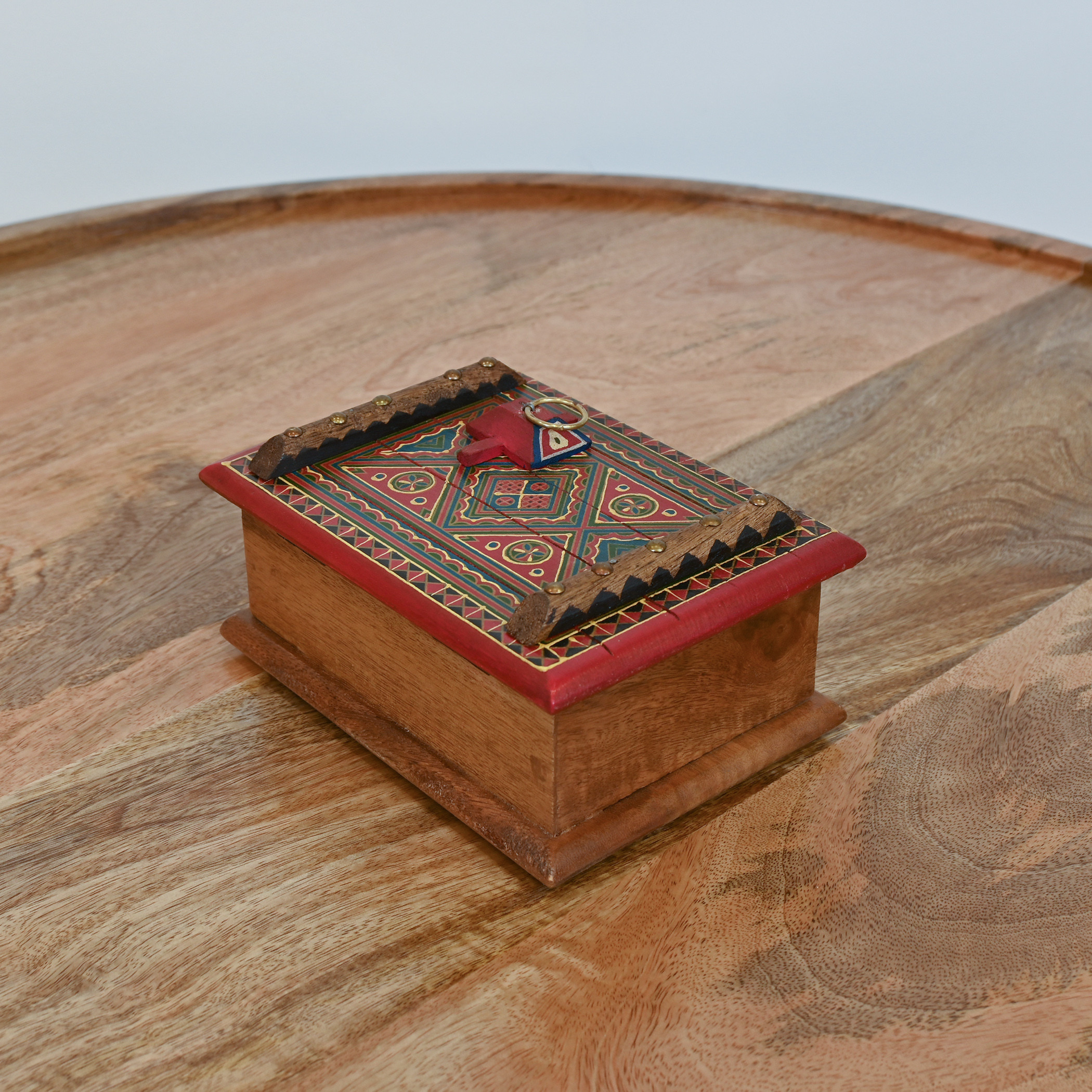 Home Carving Handpainted Wooden Decorative Box - 18x13x7 cms-household-decor-boxesandtrays-image-2