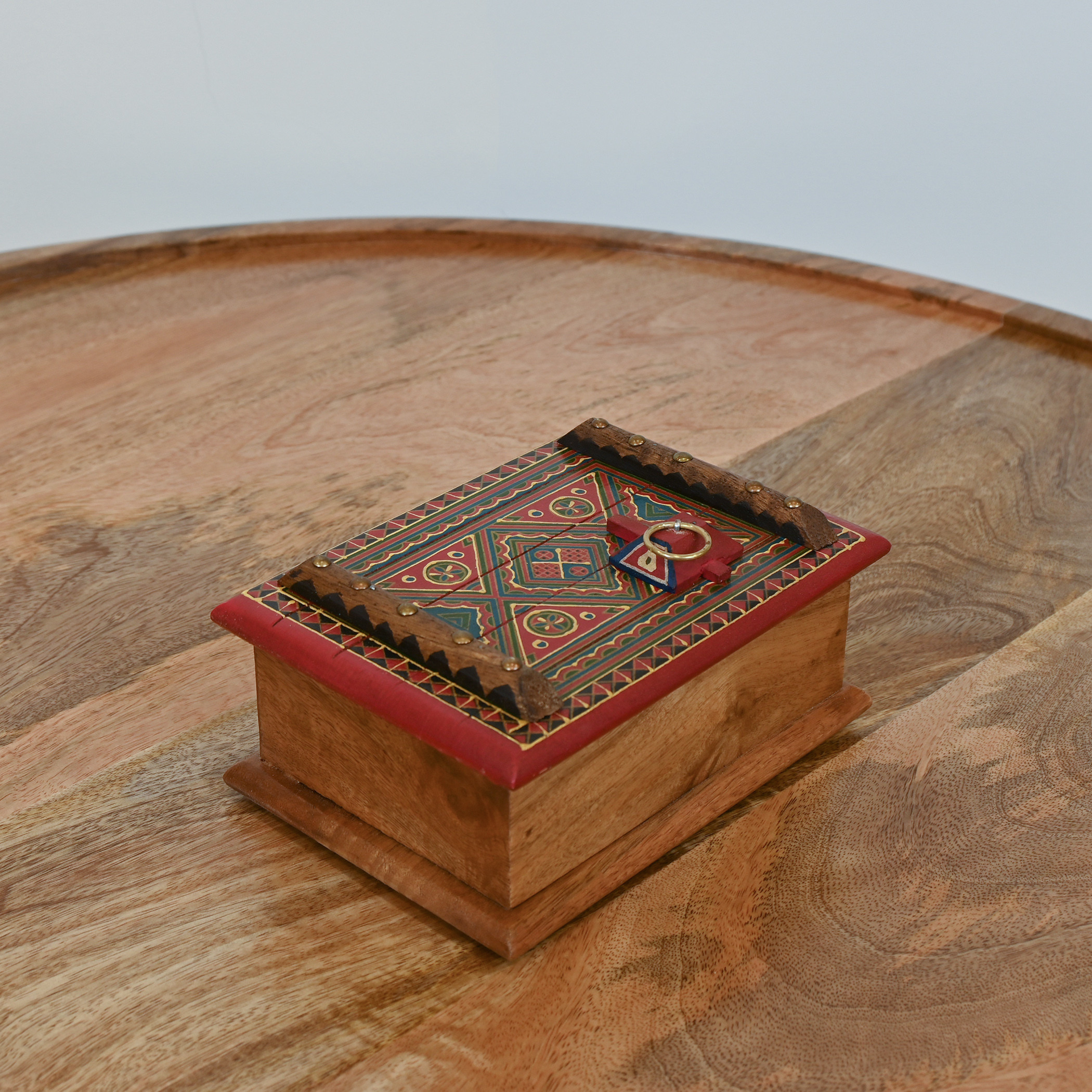 Home Carving Handpainted Wooden Decorative Box - 18x13x7 cms-household-decor-boxesandtrays-image-5