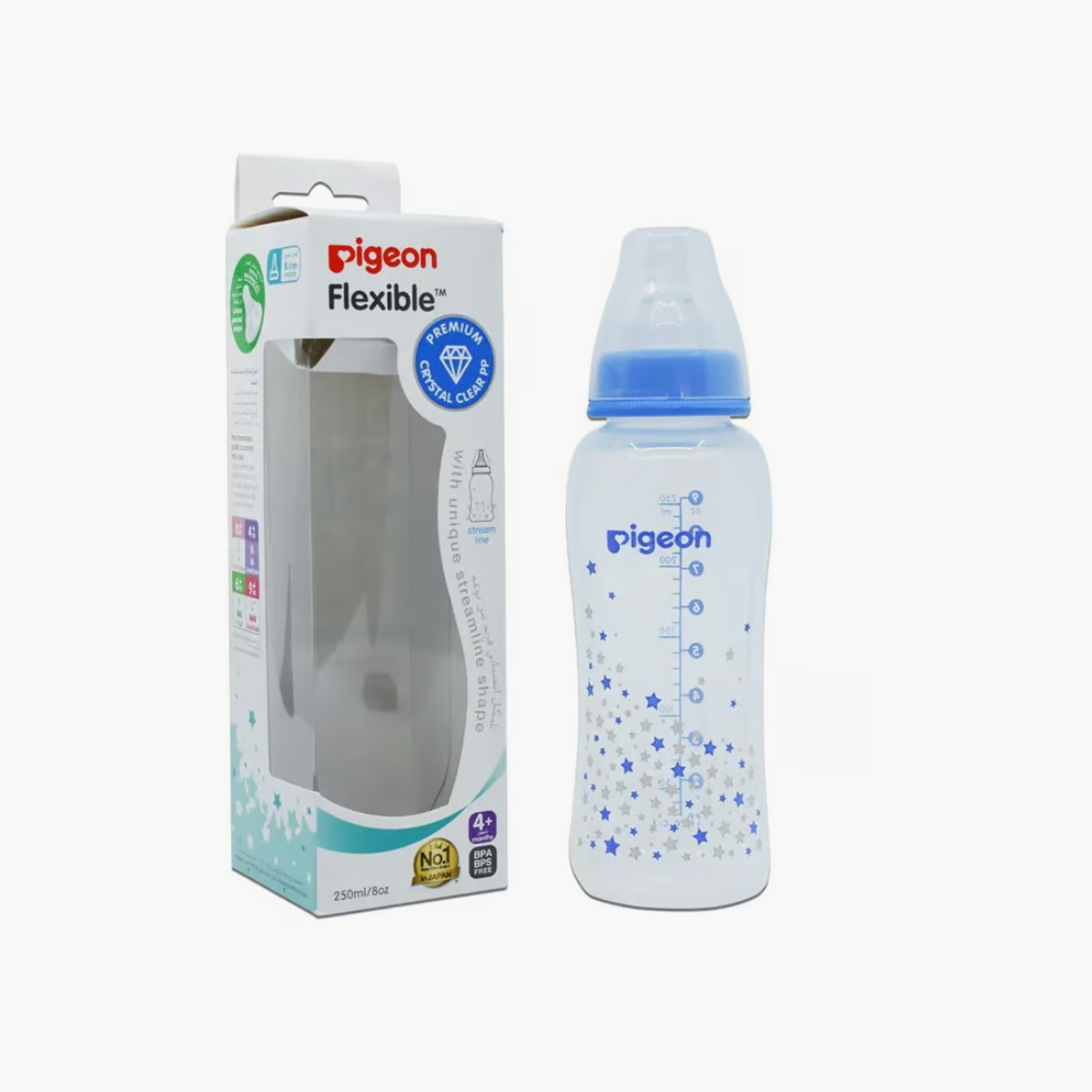 زجاجة رضاعة كريستالية مرنة ذات عنق رفيع من بيجون - نجمة - 250 مل-baby-feeding-feedingbottles-bottlesandteats-image-2