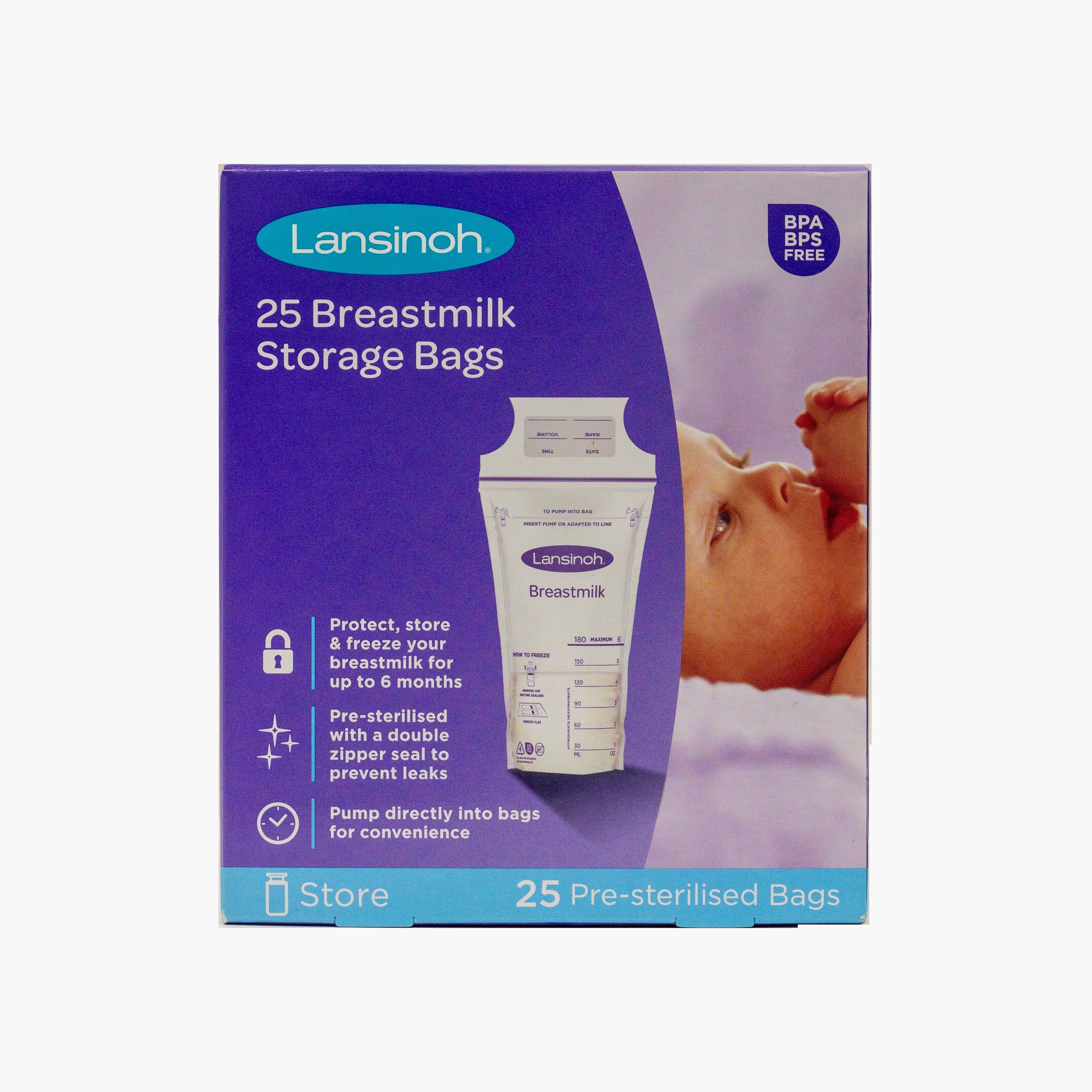أكياس تخزين حليب الثدي الخالية من مادة BPA 25 قطعة من لانسينوه-baby-feeding-breastfeedingandcare-image-1