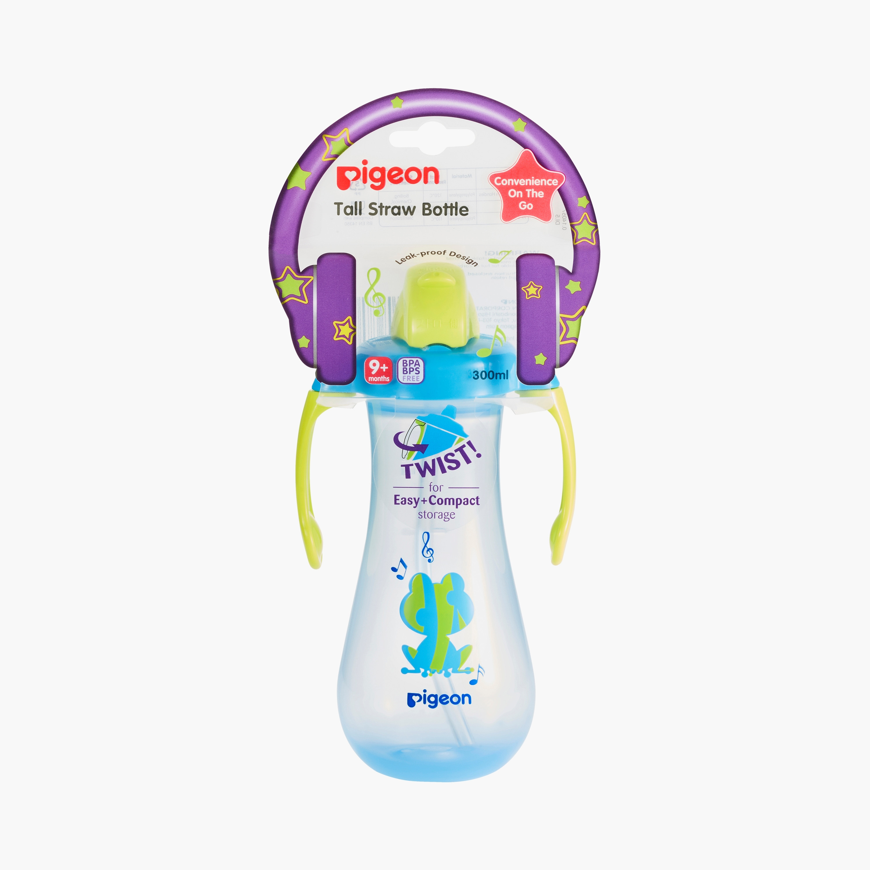 Pigeon Tall Straw Feeding Bottle - Blue - 300 ml-baby-feeding-mealtimeessentials-image-1